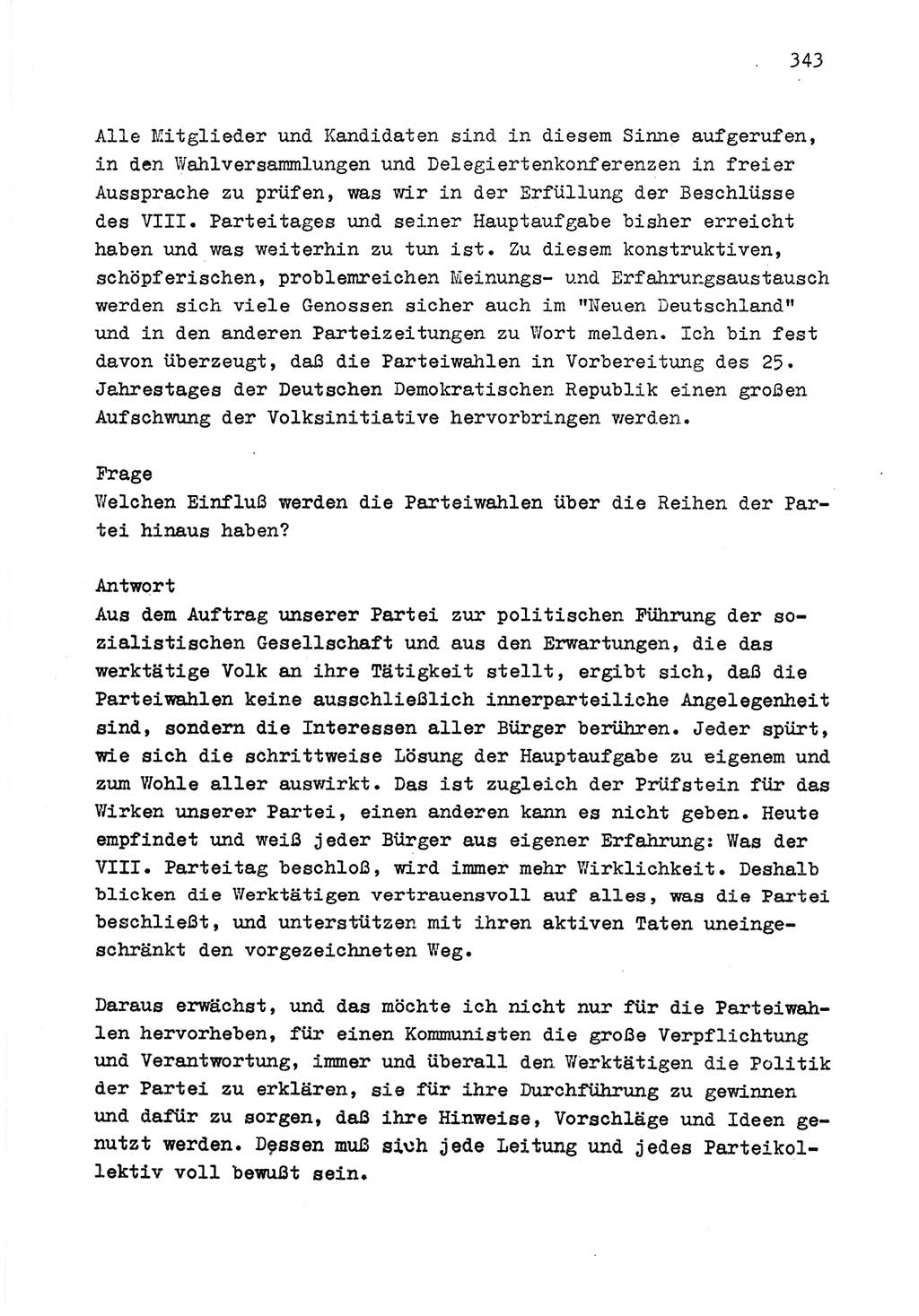 Zu Fragen der Parteiarbeit [Sozialistische Einheitspartei Deutschlands (SED) Deutsche Demokratische Republik (DDR)] 1979, Seite 343 (Fr. PA SED DDR 1979, S. 343)