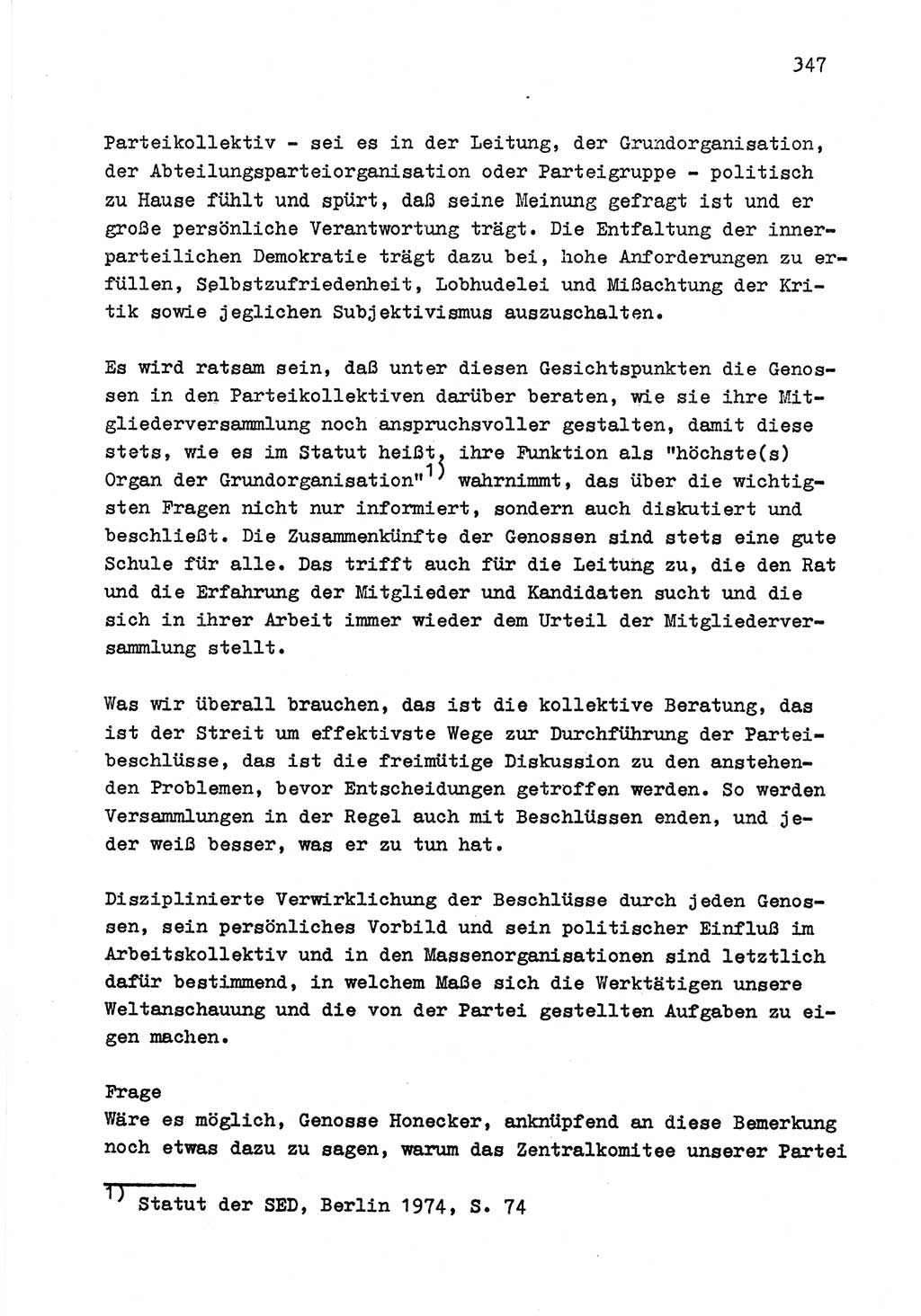 Zu Fragen der Parteiarbeit [Sozialistische Einheitspartei Deutschlands (SED) Deutsche Demokratische Republik (DDR)] 1979, Seite 347 (Fr. PA SED DDR 1979, S. 347)