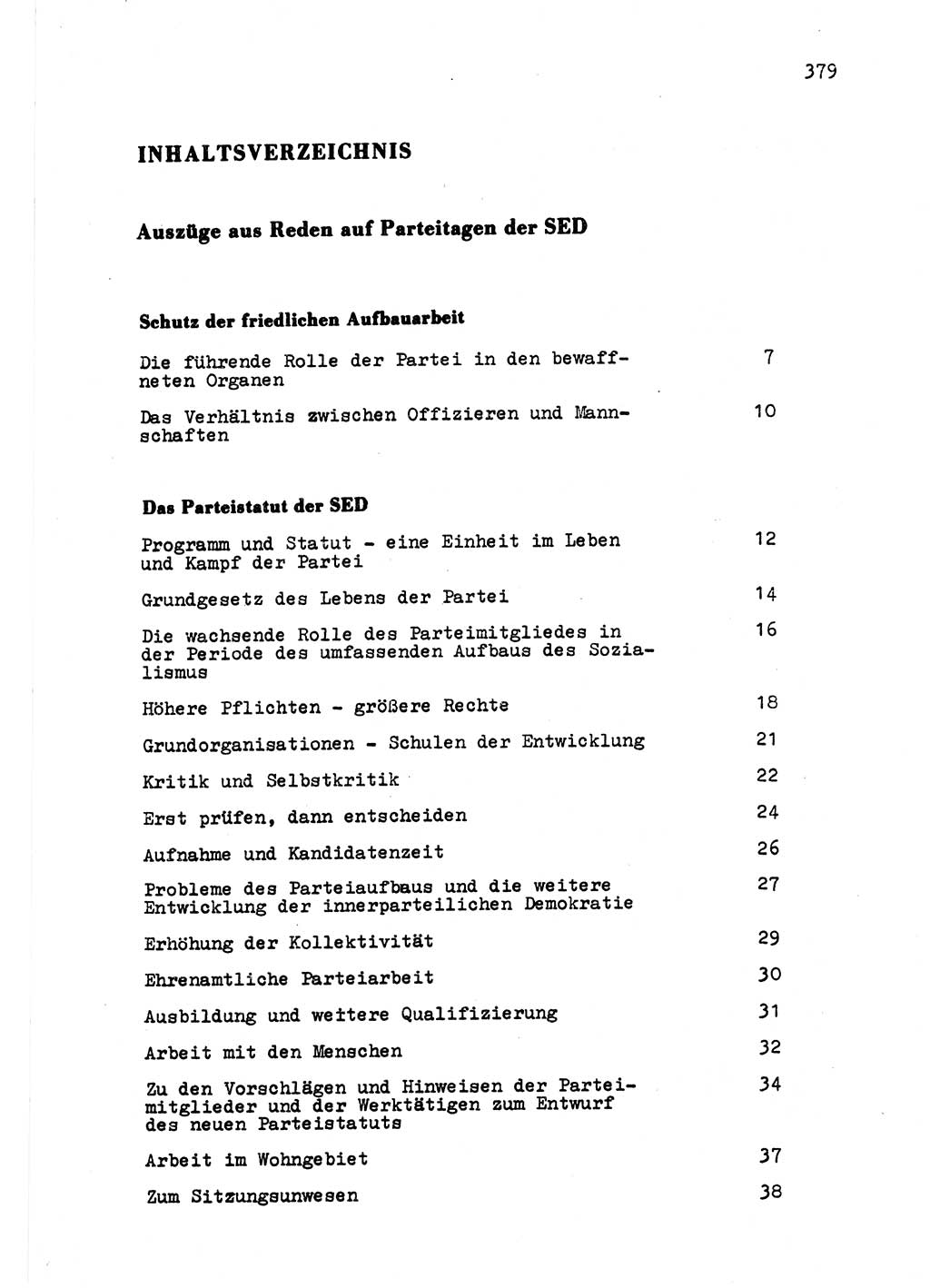 Zu Fragen der Parteiarbeit [Sozialistische Einheitspartei Deutschlands (SED) Deutsche Demokratische Republik (DDR)] 1979, Seite 379 (Fr. PA SED DDR 1979, S. 379)