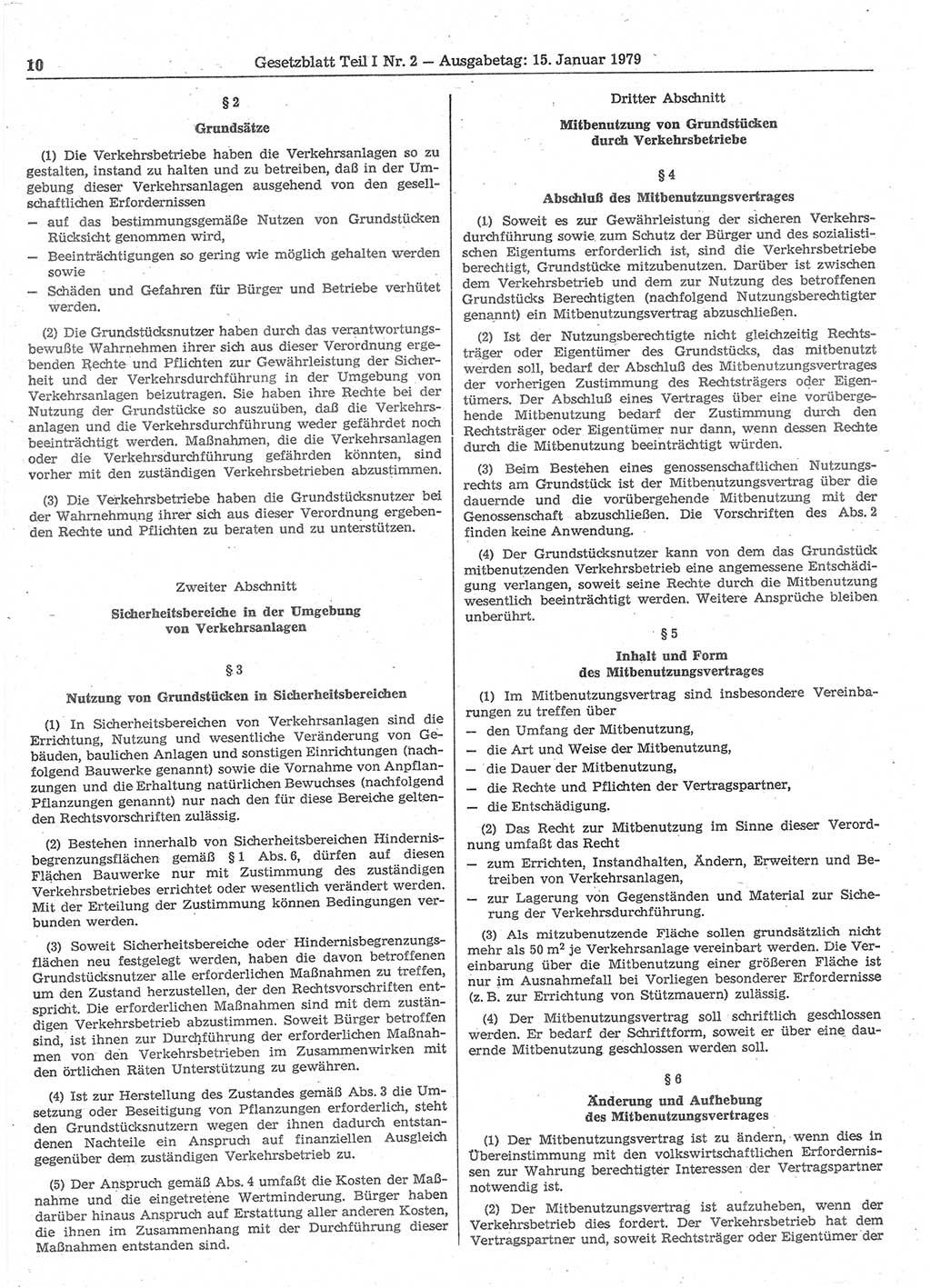 Gesetzblatt (GBl.) der Deutschen Demokratischen Republik (DDR) Teil Ⅰ 1979, Seite 10 (GBl. DDR Ⅰ 1979, S. 10)