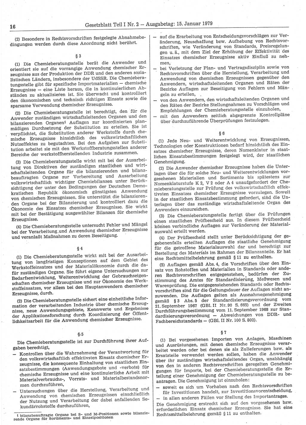 Gesetzblatt (GBl.) der Deutschen Demokratischen Republik (DDR) Teil Ⅰ 1979, Seite 16 (GBl. DDR Ⅰ 1979, S. 16)