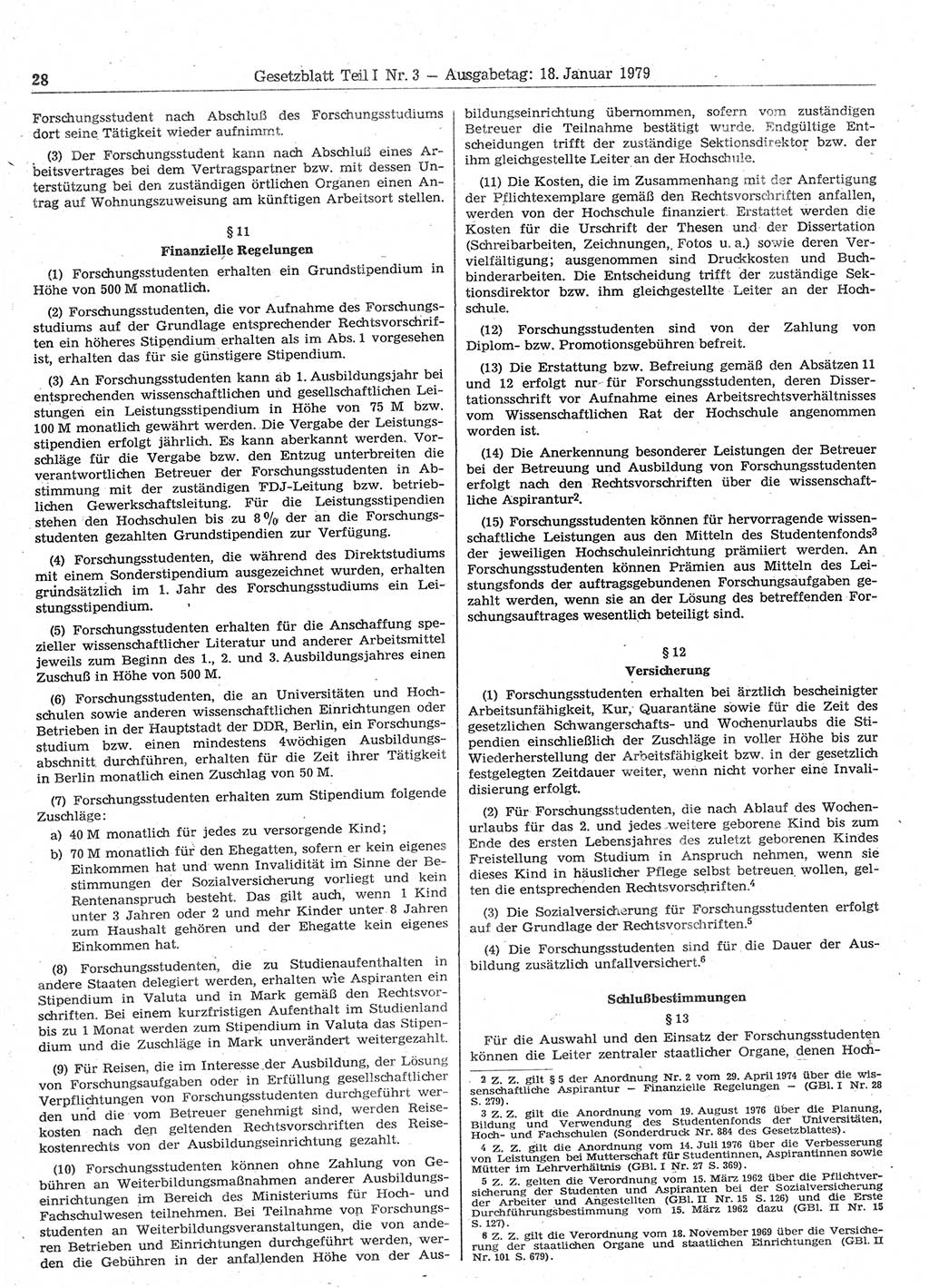 Gesetzblatt (GBl.) der Deutschen Demokratischen Republik (DDR) Teil Ⅰ 1979, Seite 28 (GBl. DDR Ⅰ 1979, S. 28)