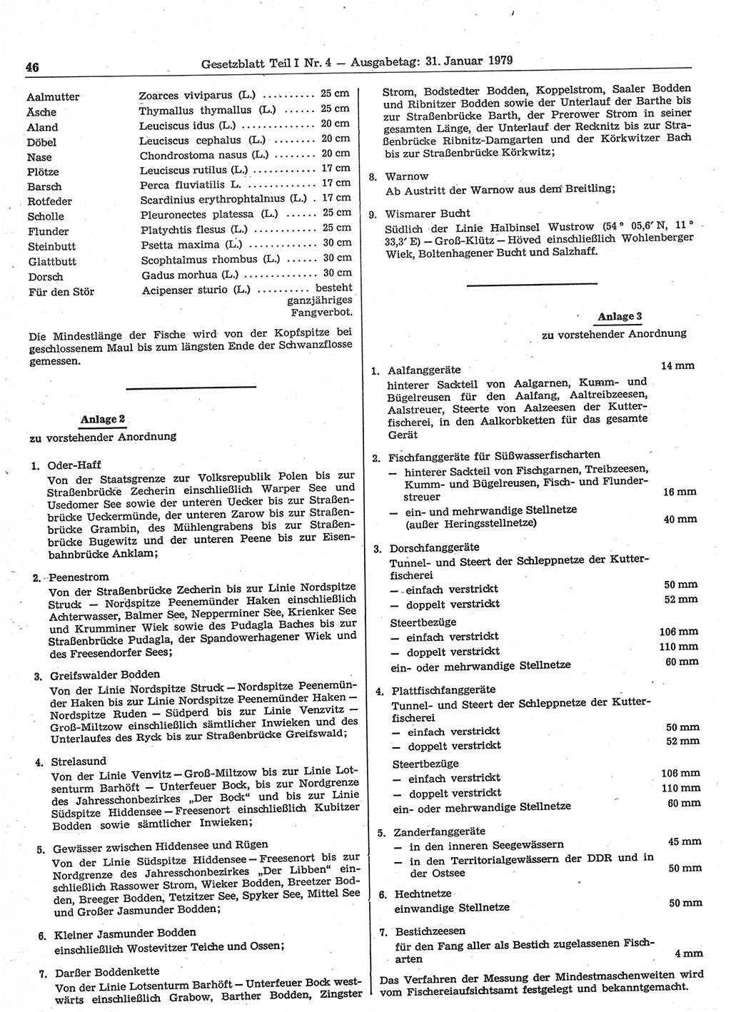 Gesetzblatt (GBl.) der Deutschen Demokratischen Republik (DDR) Teil Ⅰ 1979, Seite 46 (GBl. DDR Ⅰ 1979, S. 46)