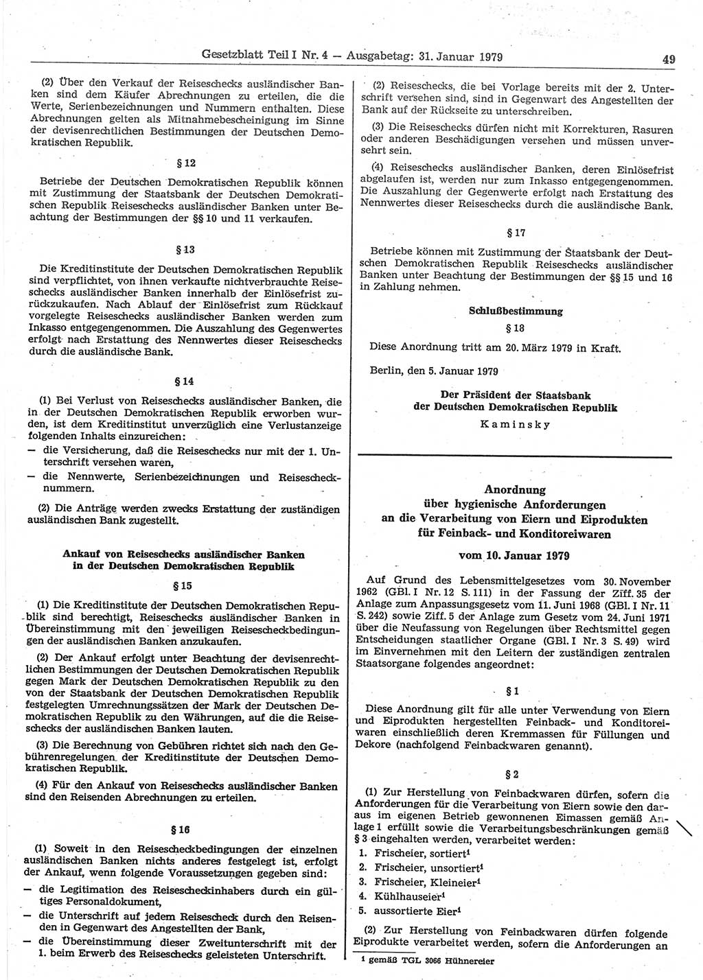 Gesetzblatt (GBl.) der Deutschen Demokratischen Republik (DDR) Teil Ⅰ 1979, Seite 49 (GBl. DDR Ⅰ 1979, S. 49)