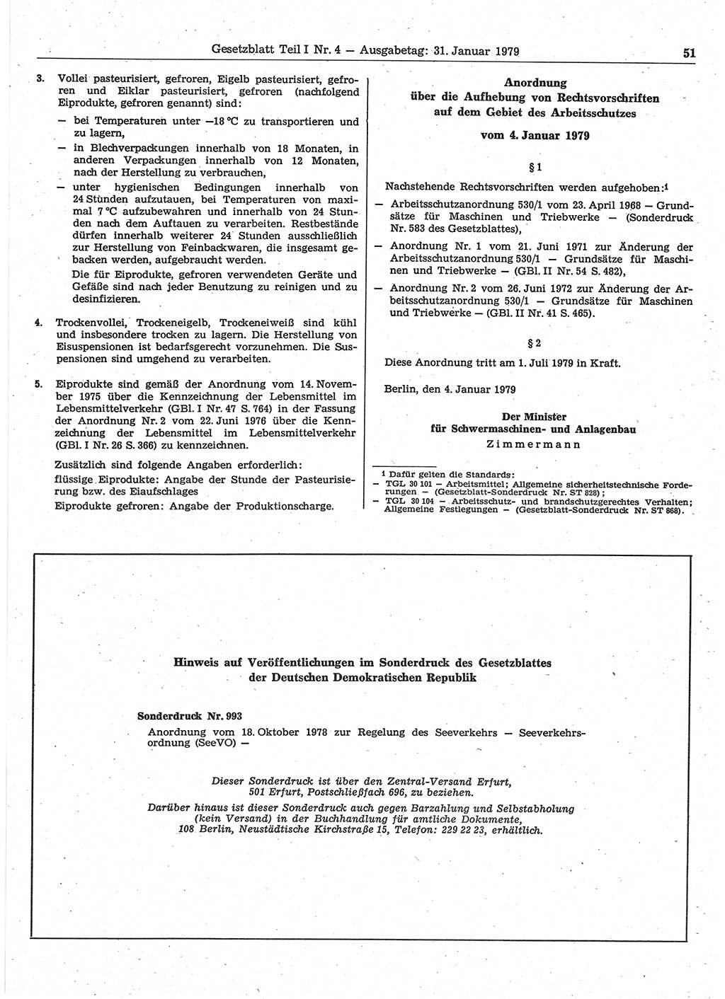 Gesetzblatt (GBl.) der Deutschen Demokratischen Republik (DDR) Teil Ⅰ 1979, Seite 51 (GBl. DDR Ⅰ 1979, S. 51)