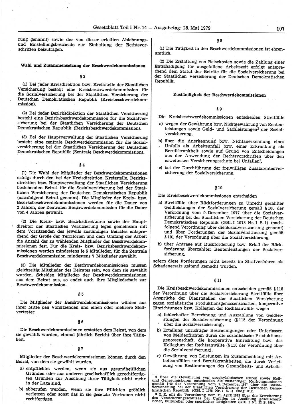 Gesetzblatt (GBl.) der Deutschen Demokratischen Republik (DDR) Teil Ⅰ 1979, Seite 107 (GBl. DDR Ⅰ 1979, S. 107)
