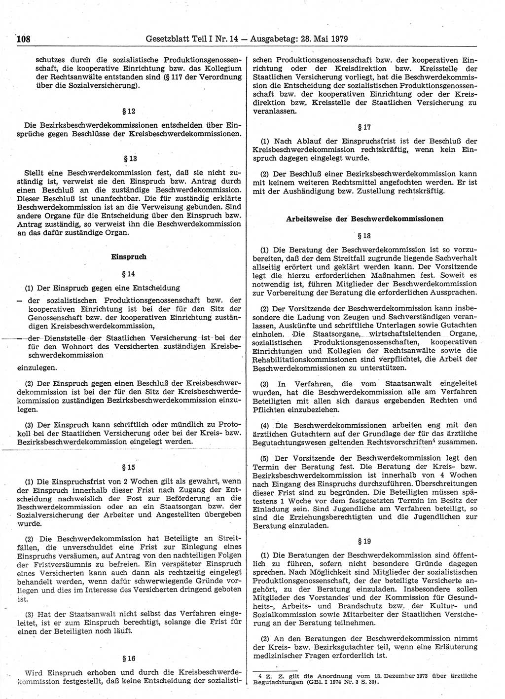 Gesetzblatt (GBl.) der Deutschen Demokratischen Republik (DDR) Teil Ⅰ 1979, Seite 108 (GBl. DDR Ⅰ 1979, S. 108)