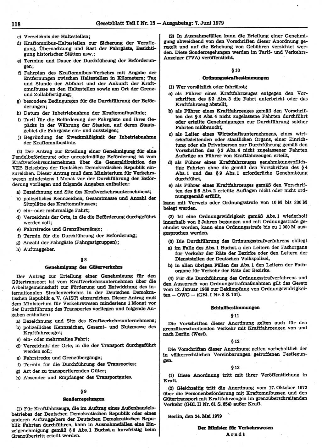 Gesetzblatt (GBl.) der Deutschen Demokratischen Republik (DDR) Teil Ⅰ 1979, Seite 118 (GBl. DDR Ⅰ 1979, S. 118)