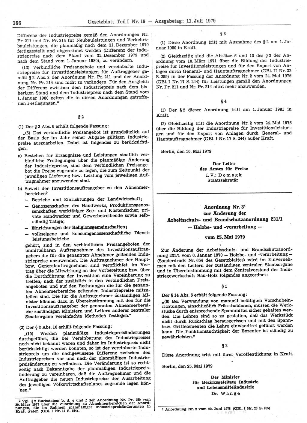 Gesetzblatt (GBl.) der Deutschen Demokratischen Republik (DDR) Teil Ⅰ 1979, Seite 166 (GBl. DDR Ⅰ 1979, S. 166)