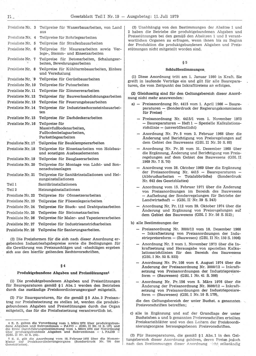 Gesetzblatt (GBl.) der Deutschen Demokratischen Republik (DDR) Teil Ⅰ 1979, Seite 174 (GBl. DDR Ⅰ 1979, S. 174)
