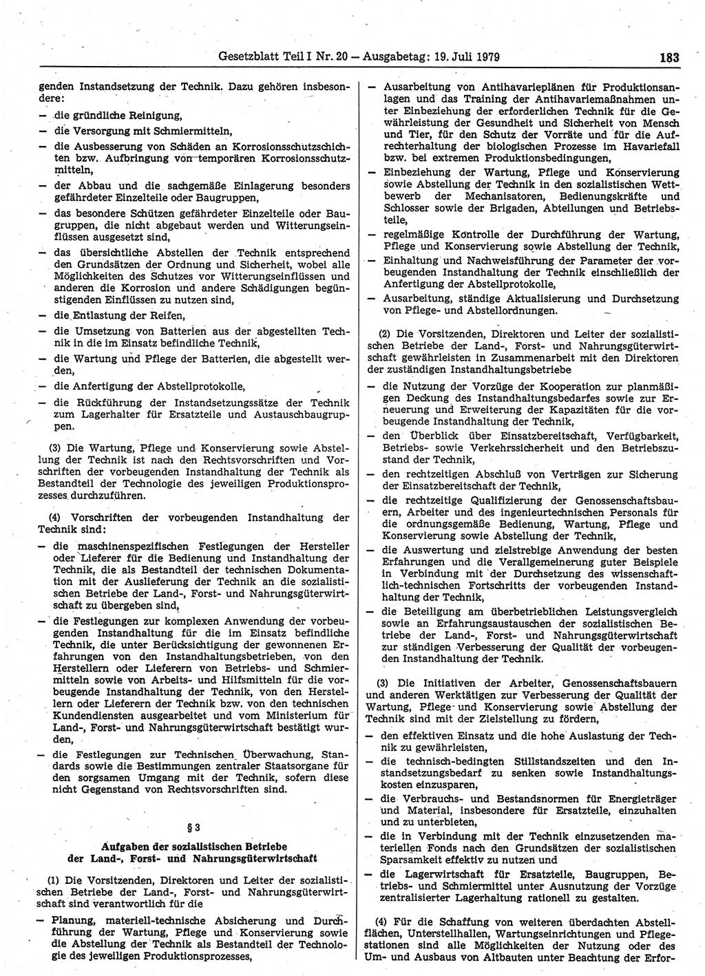 Gesetzblatt (GBl.) der Deutschen Demokratischen Republik (DDR) Teil Ⅰ 1979, Seite 183 (GBl. DDR Ⅰ 1979, S. 183)