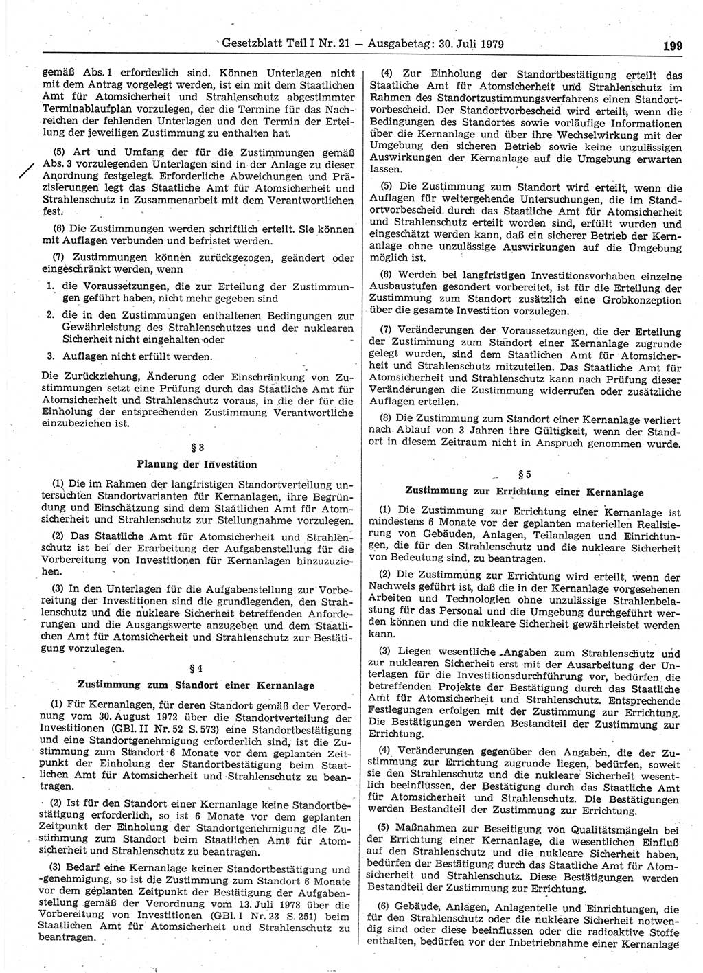 Gesetzblatt (GBl.) der Deutschen Demokratischen Republik (DDR) Teil Ⅰ 1979, Seite 199 (GBl. DDR Ⅰ 1979, S. 199)