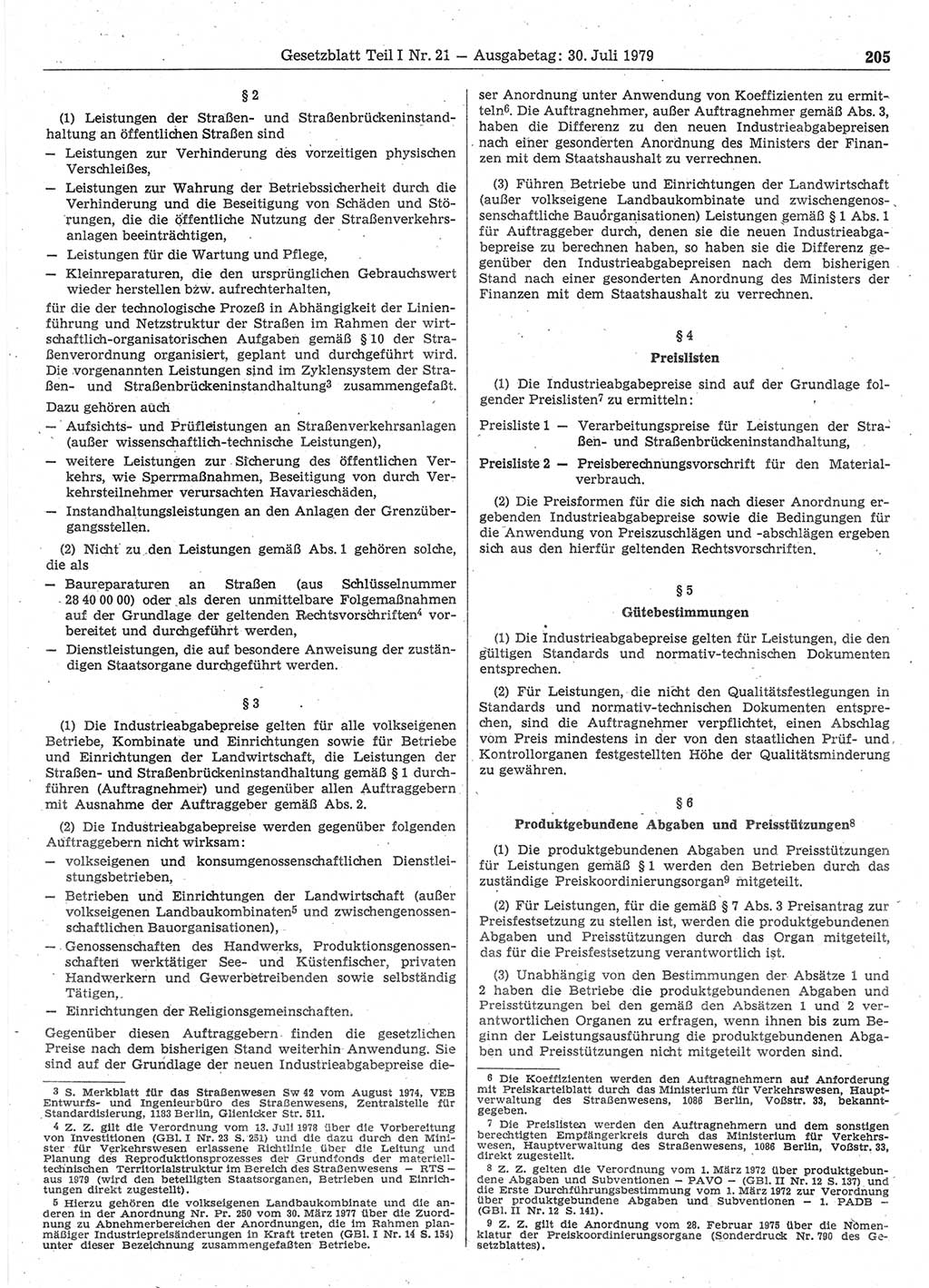 Gesetzblatt (GBl.) der Deutschen Demokratischen Republik (DDR) Teil Ⅰ 1979, Seite 205 (GBl. DDR Ⅰ 1979, S. 205)