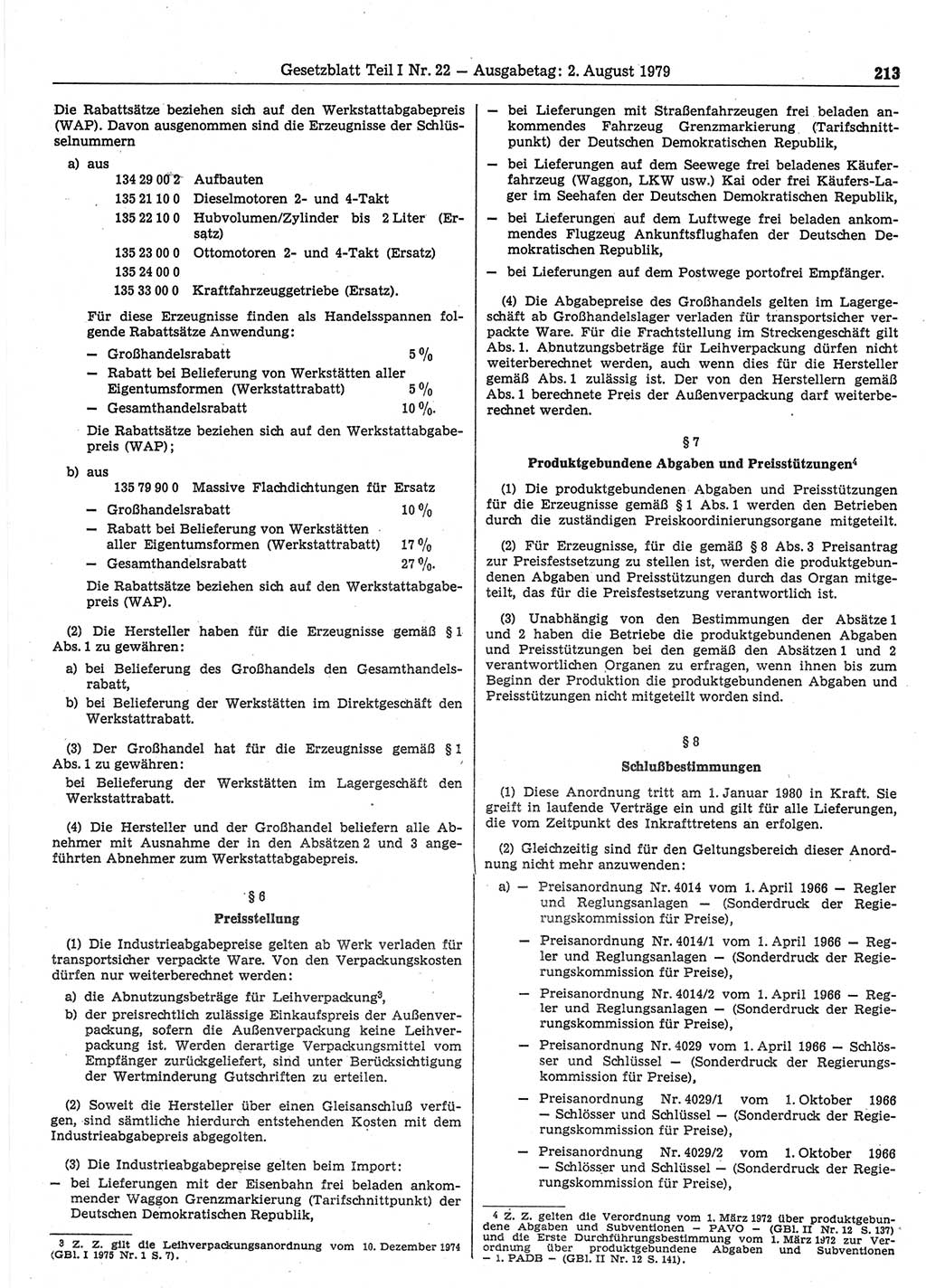 Gesetzblatt (GBl.) der Deutschen Demokratischen Republik (DDR) Teil Ⅰ 1979, Seite 213 (GBl. DDR Ⅰ 1979, S. 213)