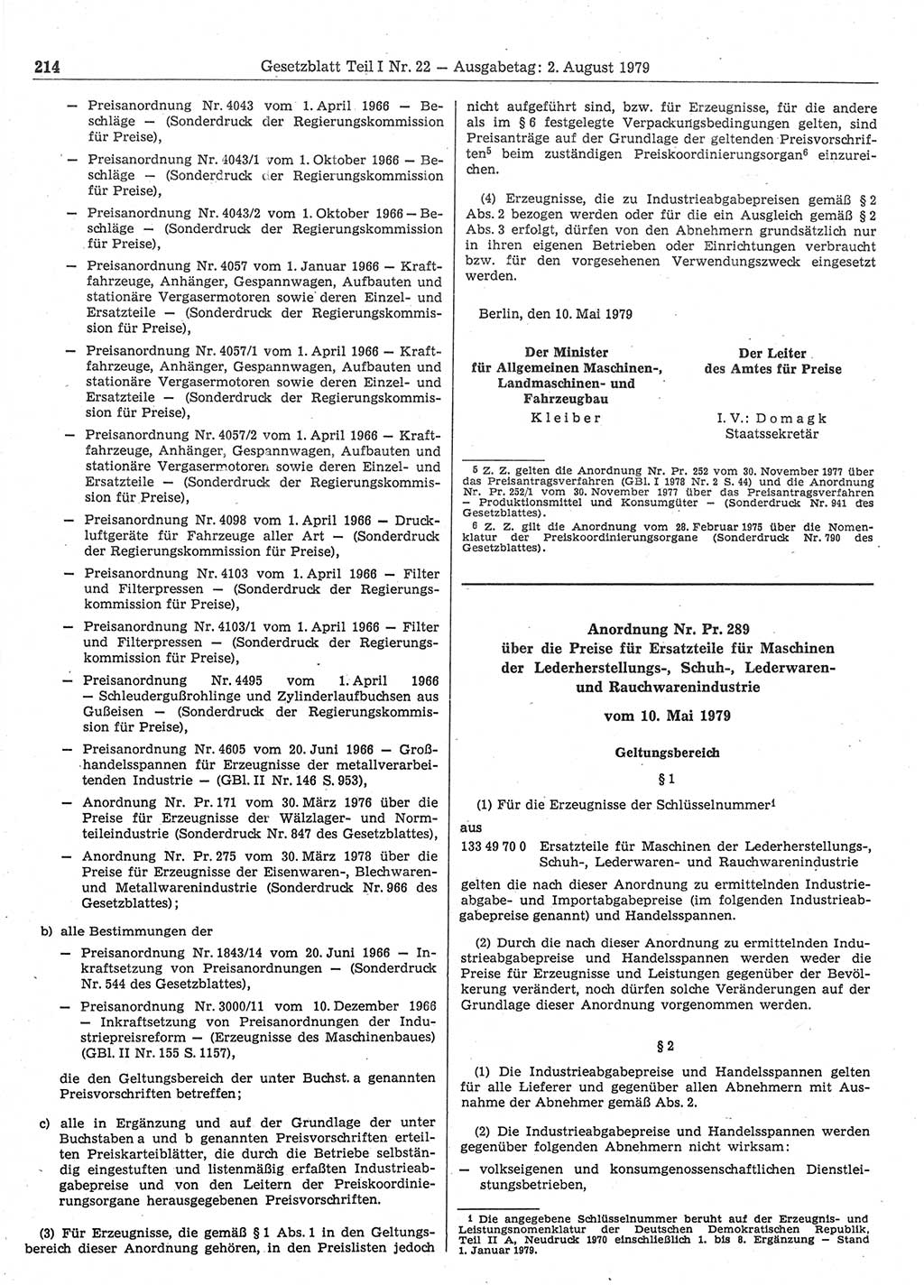 Gesetzblatt (GBl.) der Deutschen Demokratischen Republik (DDR) Teil Ⅰ 1979, Seite 214 (GBl. DDR Ⅰ 1979, S. 214)