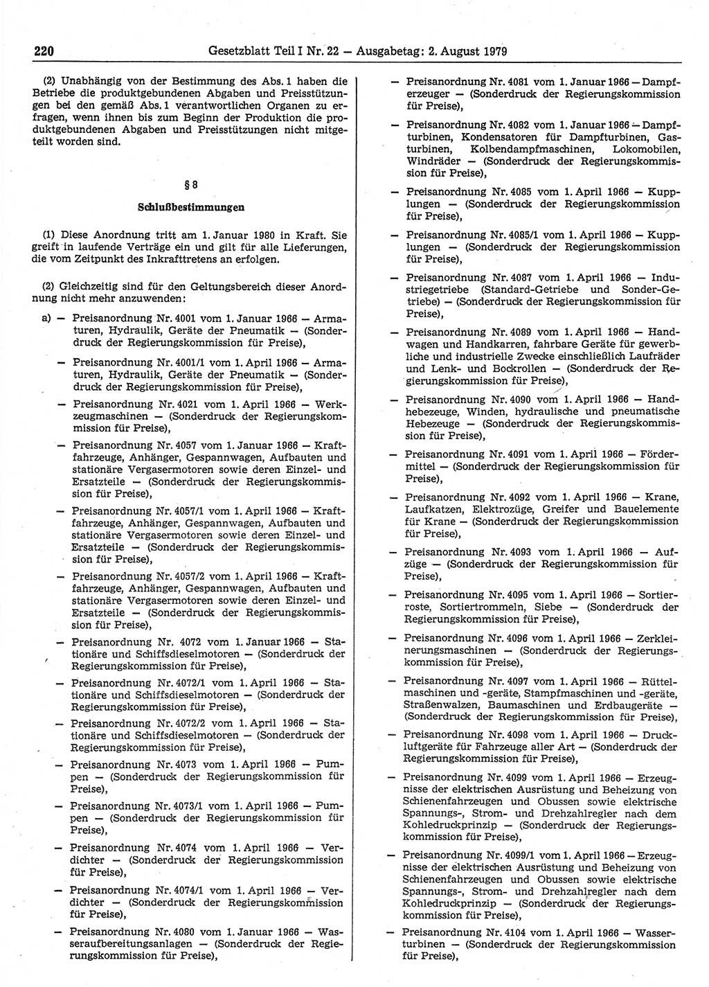 Gesetzblatt (GBl.) der Deutschen Demokratischen Republik (DDR) Teil Ⅰ 1979, Seite 220 (GBl. DDR Ⅰ 1979, S. 220)