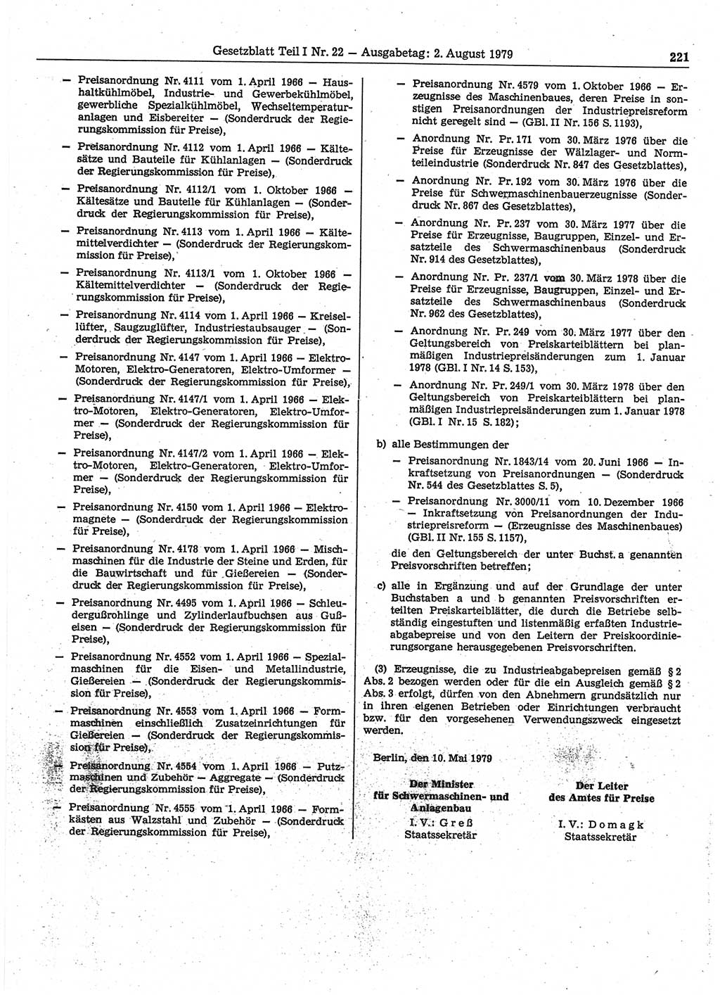 Gesetzblatt (GBl.) der Deutschen Demokratischen Republik (DDR) Teil Ⅰ 1979, Seite 221 (GBl. DDR Ⅰ 1979, S. 221)