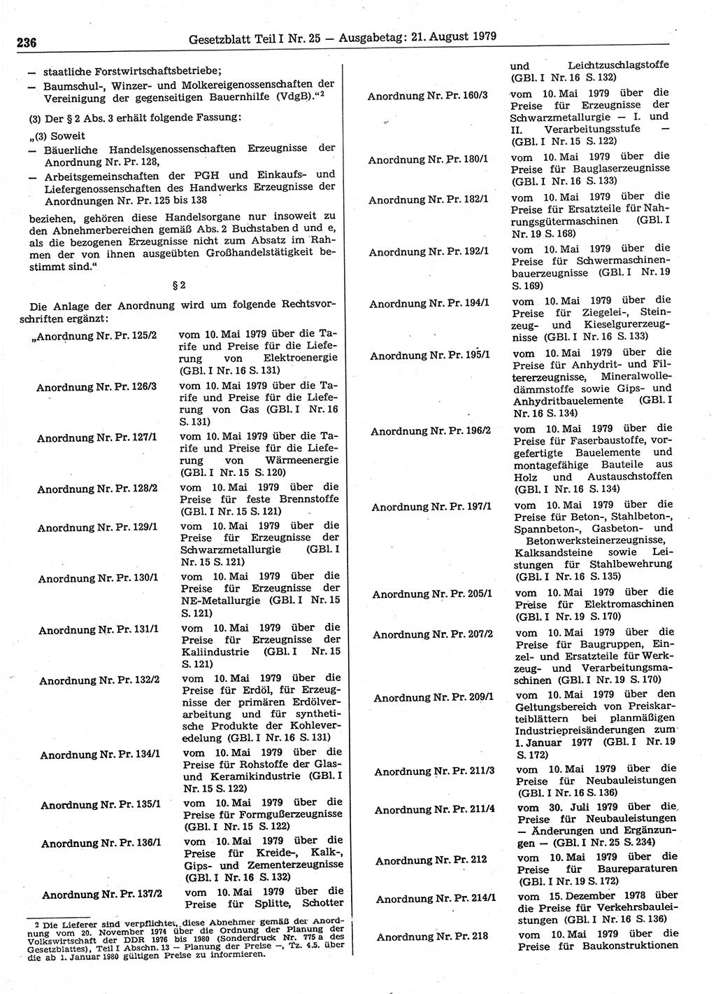 Gesetzblatt (GBl.) der Deutschen Demokratischen Republik (DDR) Teil Ⅰ 1979, Seite 236 (GBl. DDR Ⅰ 1979, S. 236)