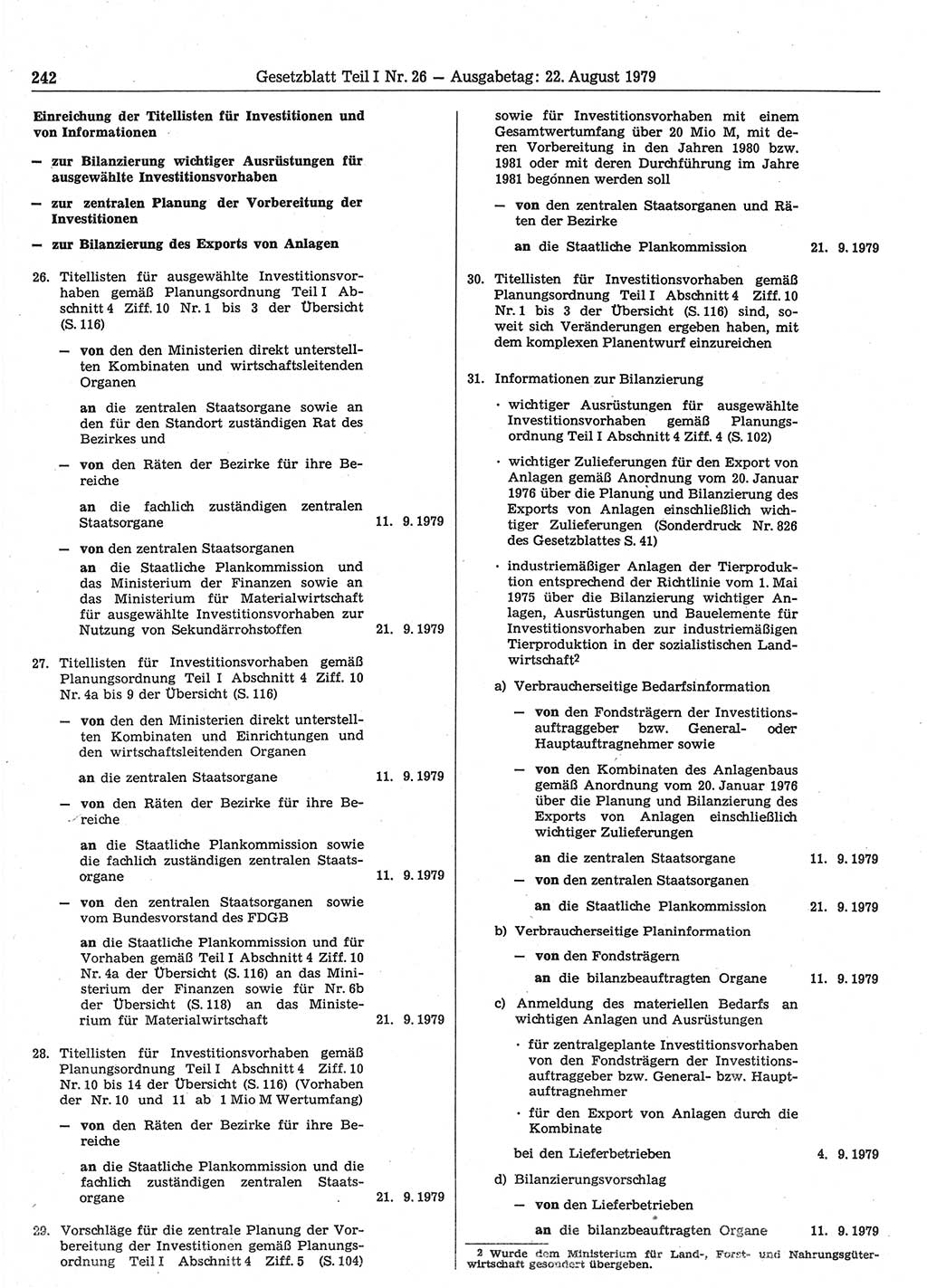 Gesetzblatt (GBl.) der Deutschen Demokratischen Republik (DDR) Teil Ⅰ 1979, Seite 242 (GBl. DDR Ⅰ 1979, S. 242)
