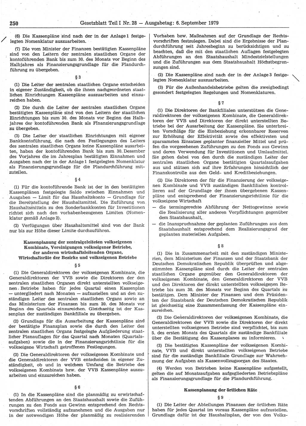 Gesetzblatt (GBl.) der Deutschen Demokratischen Republik (DDR) Teil Ⅰ 1979, Seite 250 (GBl. DDR Ⅰ 1979, S. 250)