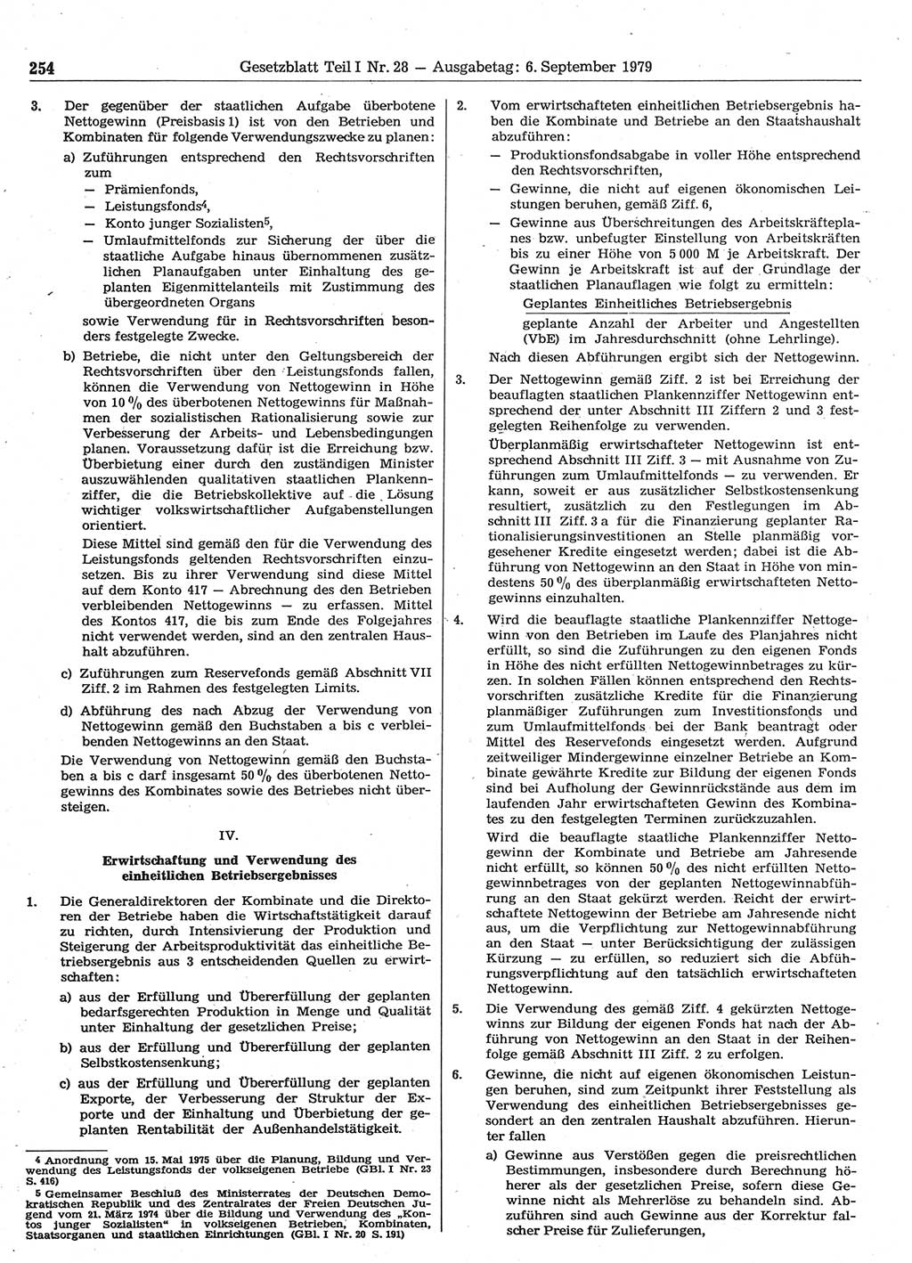 Gesetzblatt (GBl.) der Deutschen Demokratischen Republik (DDR) Teil Ⅰ 1979, Seite 254 (GBl. DDR Ⅰ 1979, S. 254)