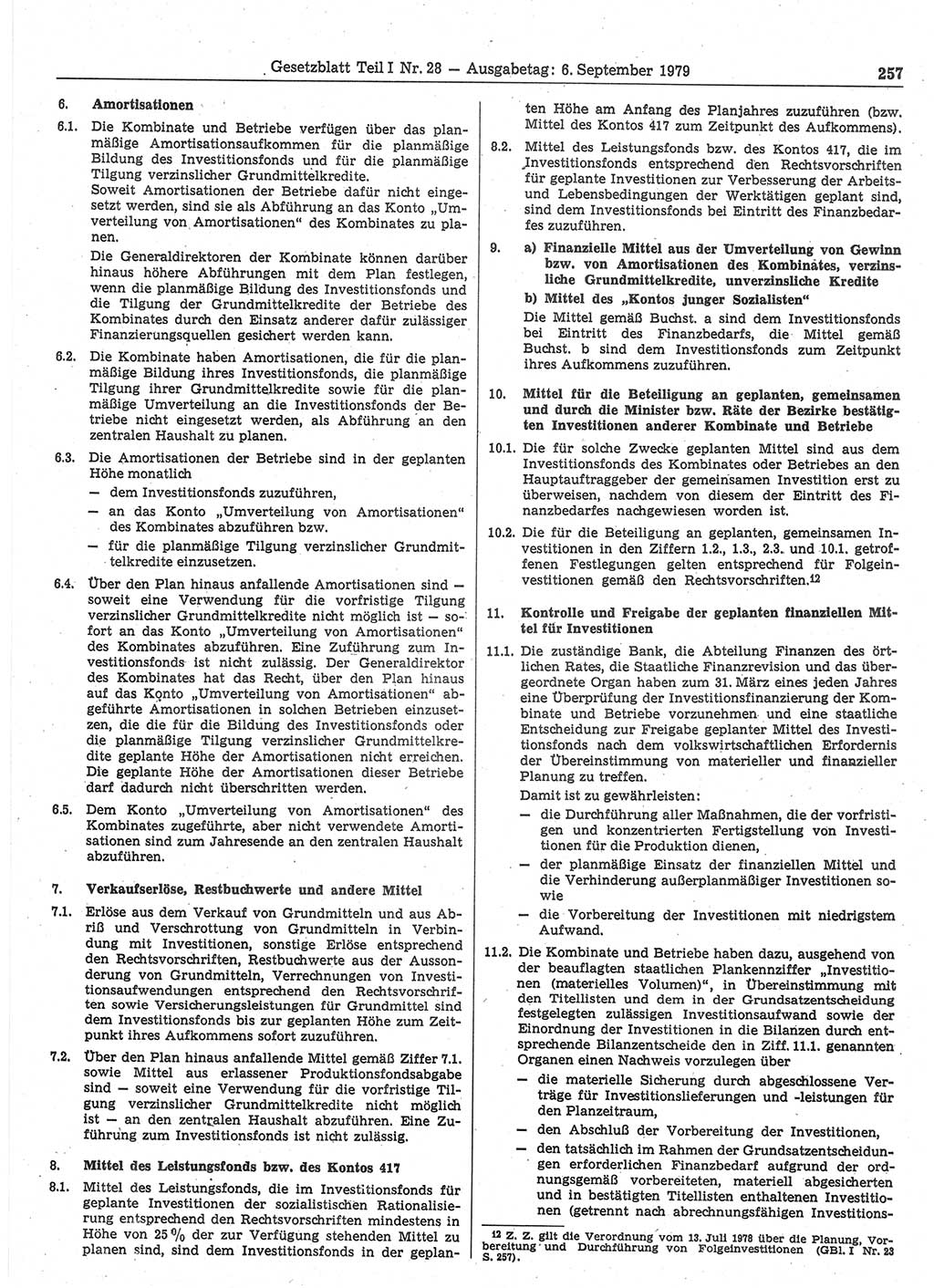 Gesetzblatt (GBl.) der Deutschen Demokratischen Republik (DDR) Teil Ⅰ 1979, Seite 257 (GBl. DDR Ⅰ 1979, S. 257)