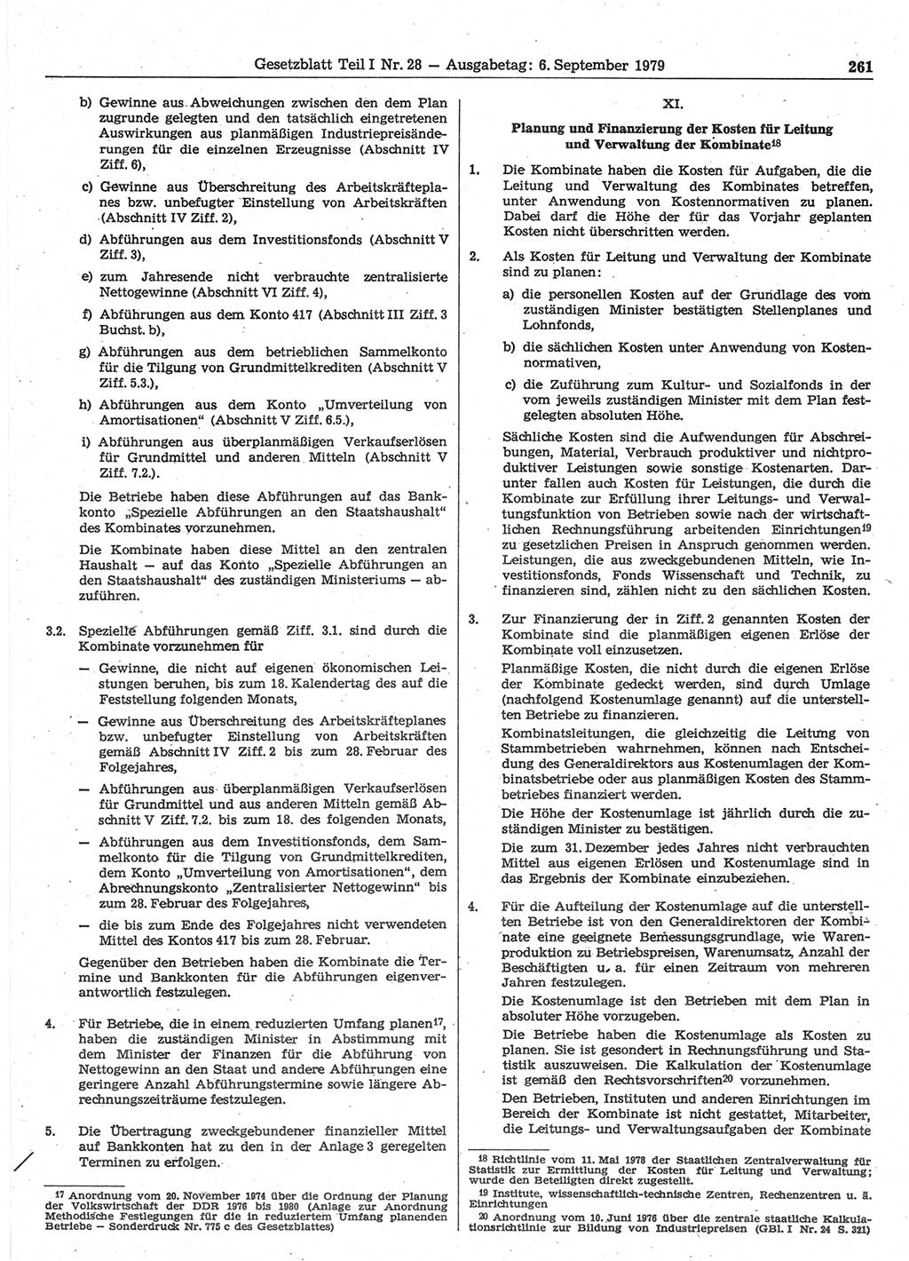 Gesetzblatt (GBl.) der Deutschen Demokratischen Republik (DDR) Teil Ⅰ 1979, Seite 261 (GBl. DDR Ⅰ 1979, S. 261)