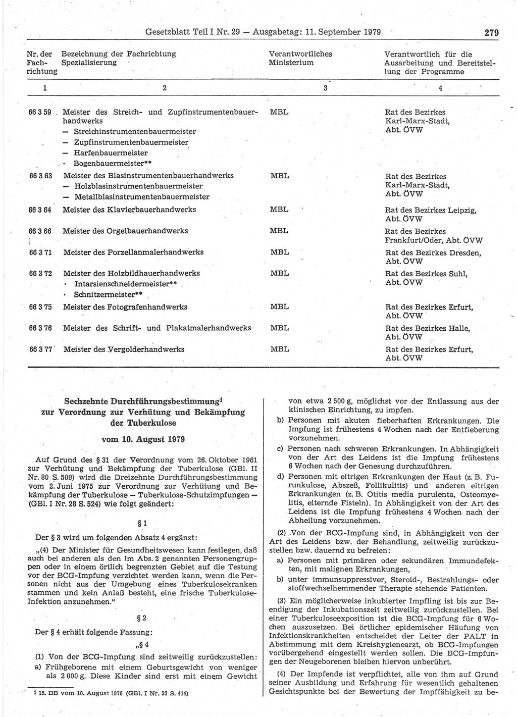 Gesetzblatt (GBl.) der Deutschen Demokratischen Republik (DDR) Teil Ⅰ 1979, Seite 279 (GBl. DDR Ⅰ 1979, S. 279)