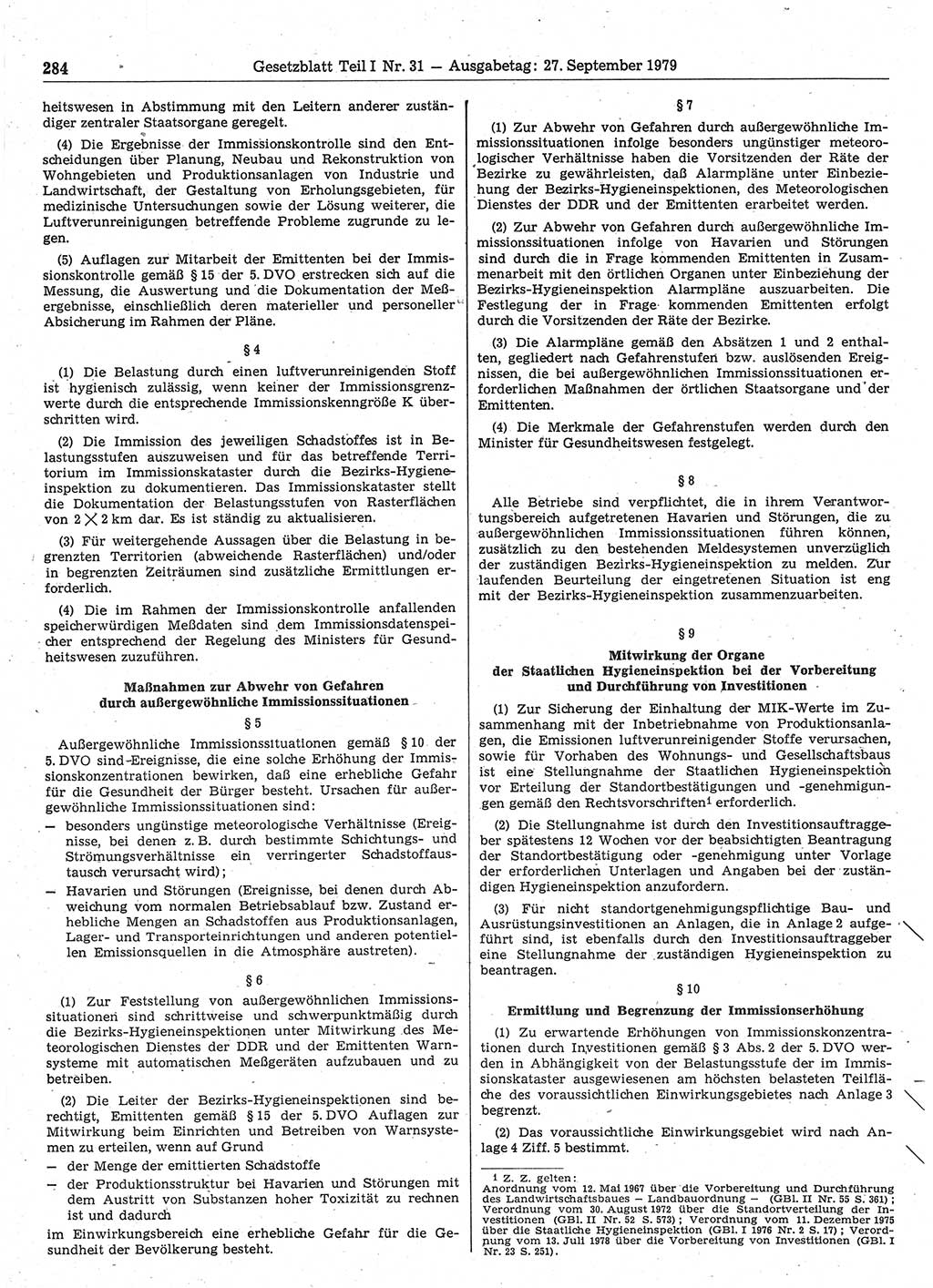 Gesetzblatt (GBl.) der Deutschen Demokratischen Republik (DDR) Teil Ⅰ 1979, Seite 284 (GBl. DDR Ⅰ 1979, S. 284)