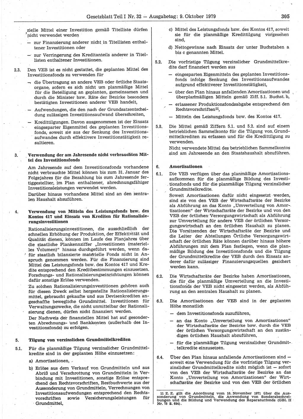 Gesetzblatt (GBl.) der Deutschen Demokratischen Republik (DDR) Teil Ⅰ 1979, Seite 305 (GBl. DDR Ⅰ 1979, S. 305)