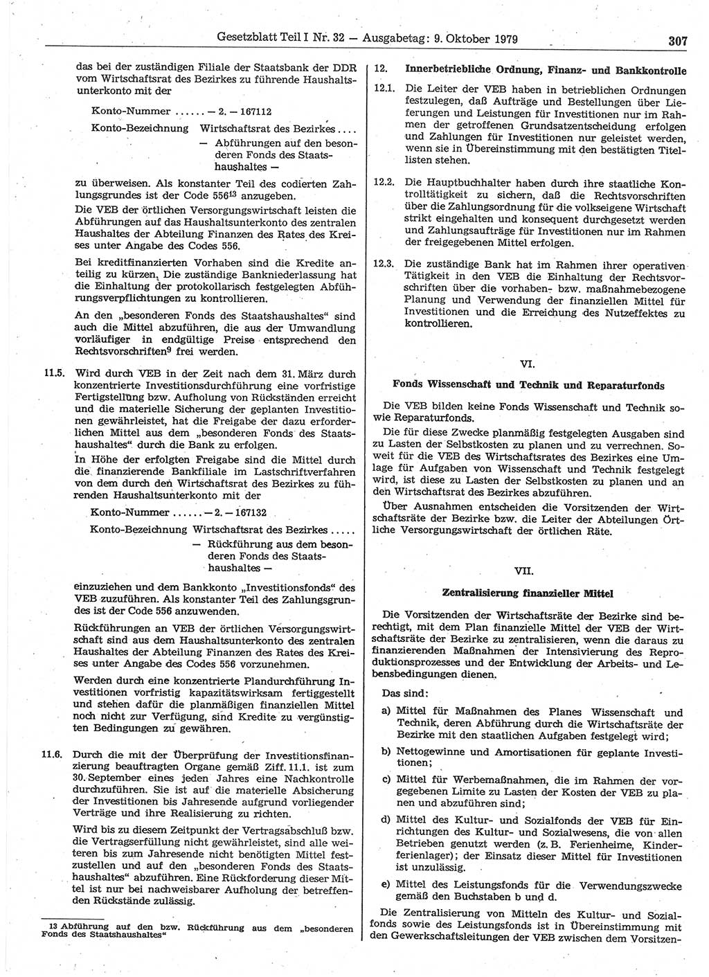 Gesetzblatt (GBl.) der Deutschen Demokratischen Republik (DDR) Teil Ⅰ 1979, Seite 307 (GBl. DDR Ⅰ 1979, S. 307)