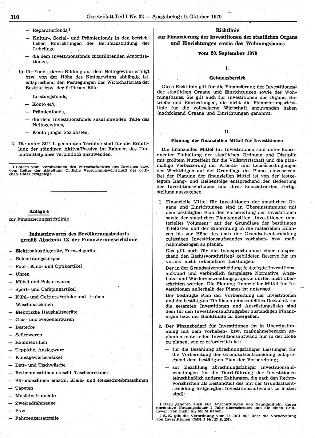 Gesetzblatt (GBl.) der Deutschen Demokratischen Republik (DDR) Teil Ⅰ 1979, Seite 310 (GBl. DDR Ⅰ 1979, S. 310)