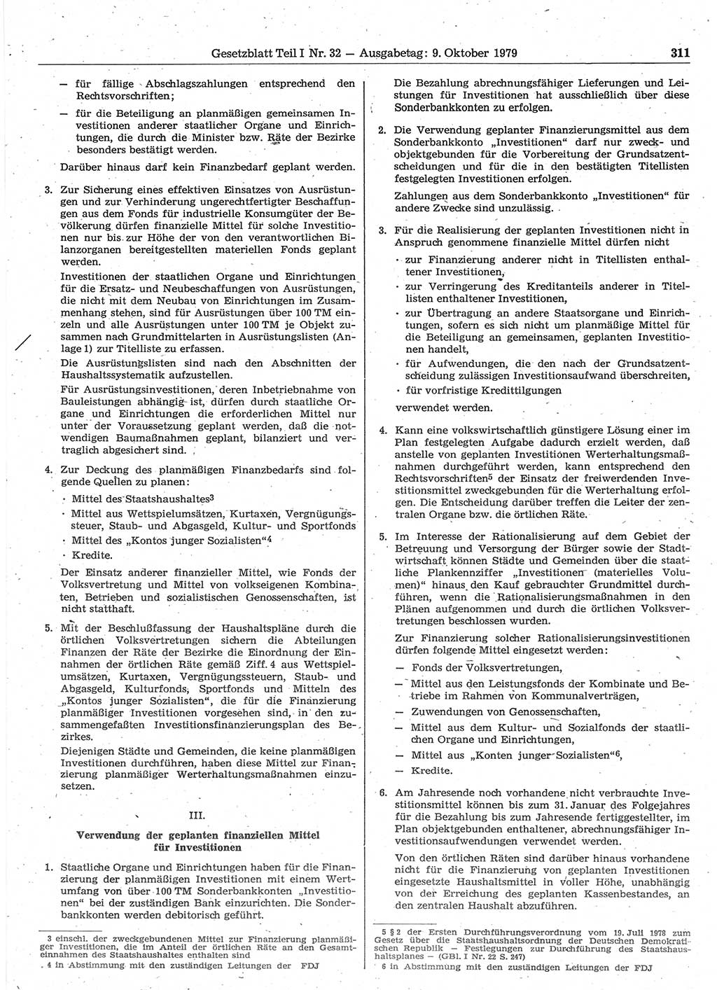 Gesetzblatt (GBl.) der Deutschen Demokratischen Republik (DDR) Teil Ⅰ 1979, Seite 311 (GBl. DDR Ⅰ 1979, S. 311)