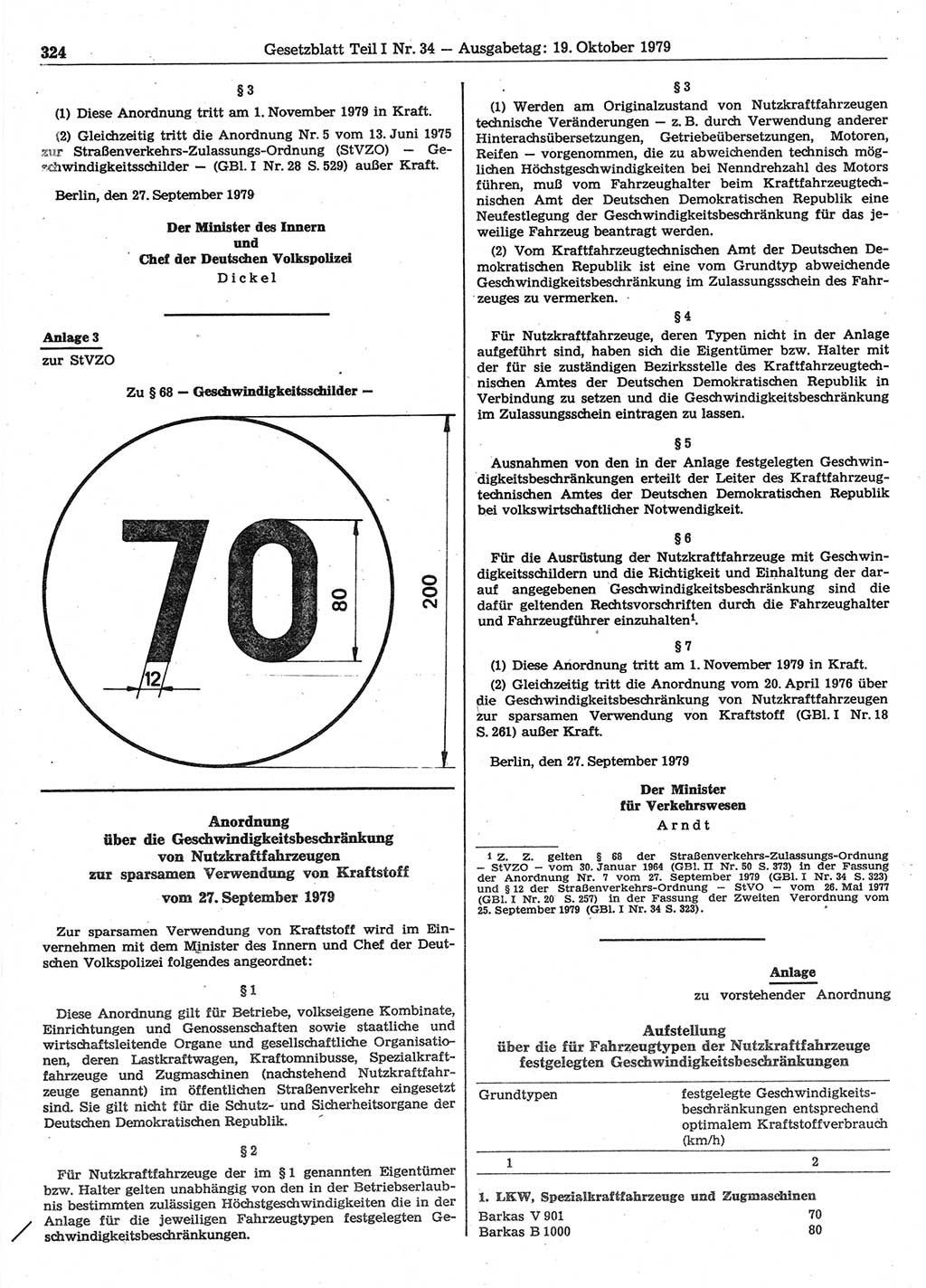 Gesetzblatt (GBl.) der Deutschen Demokratischen Republik (DDR) Teil Ⅰ 1979, Seite 324 (GBl. DDR Ⅰ 1979, S. 324)