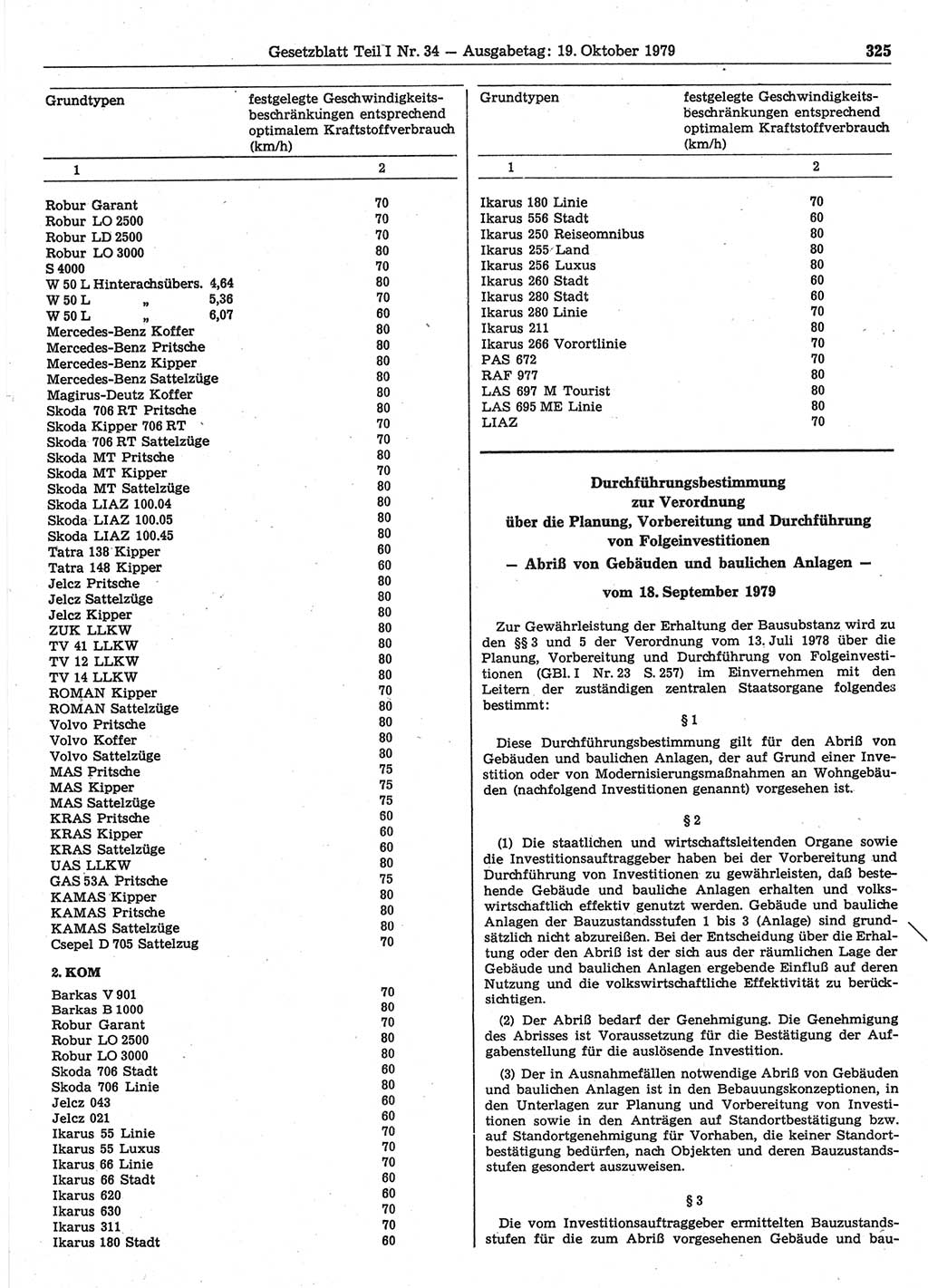 Gesetzblatt (GBl.) der Deutschen Demokratischen Republik (DDR) Teil Ⅰ 1979, Seite 325 (GBl. DDR Ⅰ 1979, S. 325)