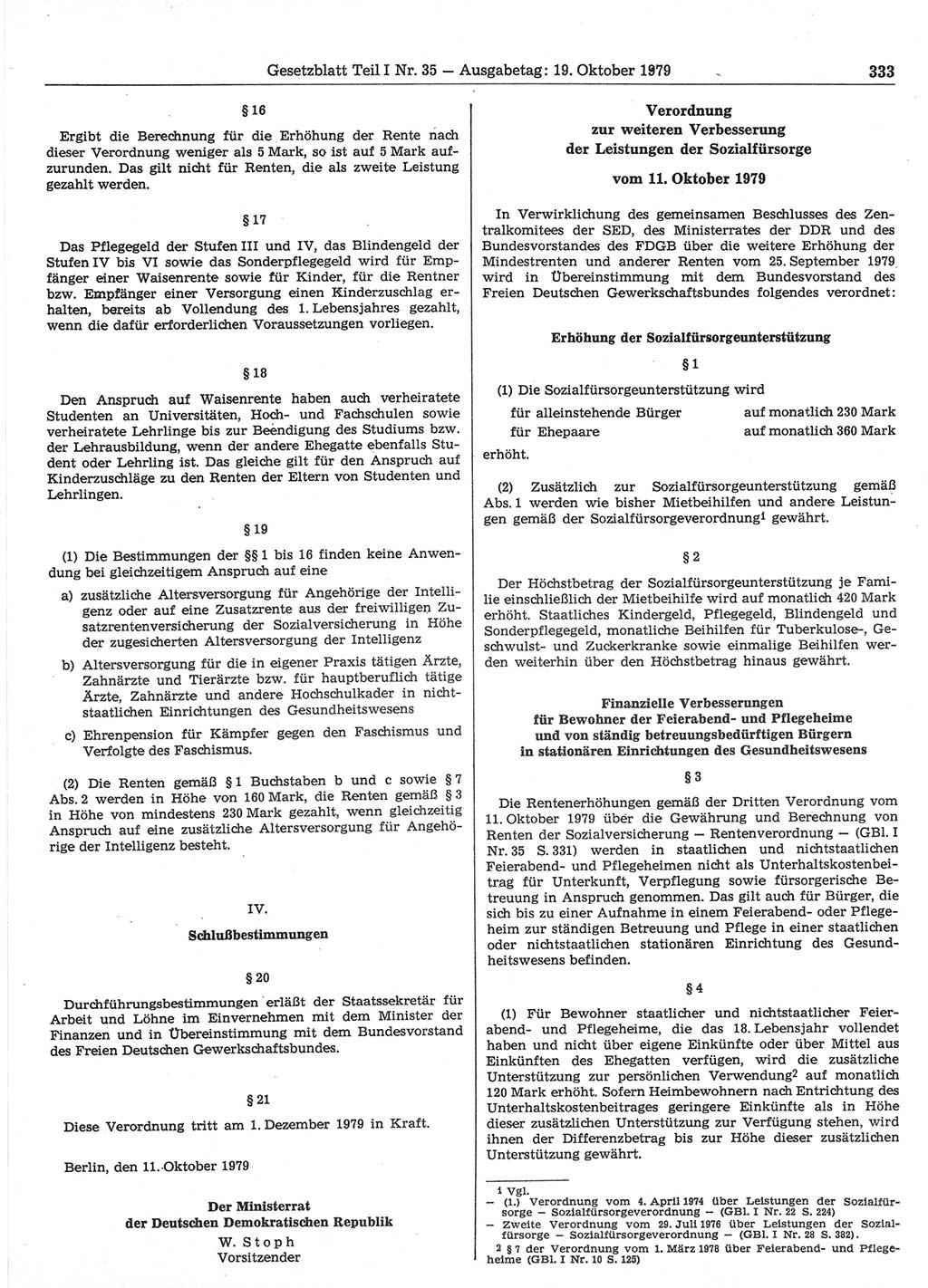 Gesetzblatt (GBl.) der Deutschen Demokratischen Republik (DDR) Teil Ⅰ 1979, Seite 333 (GBl. DDR Ⅰ 1979, S. 333)