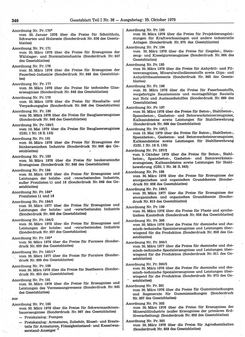 Gesetzblatt (GBl.) der Deutschen Demokratischen Republik (DDR) Teil Ⅰ 1979, Seite 340 (GBl. DDR Ⅰ 1979, S. 340)