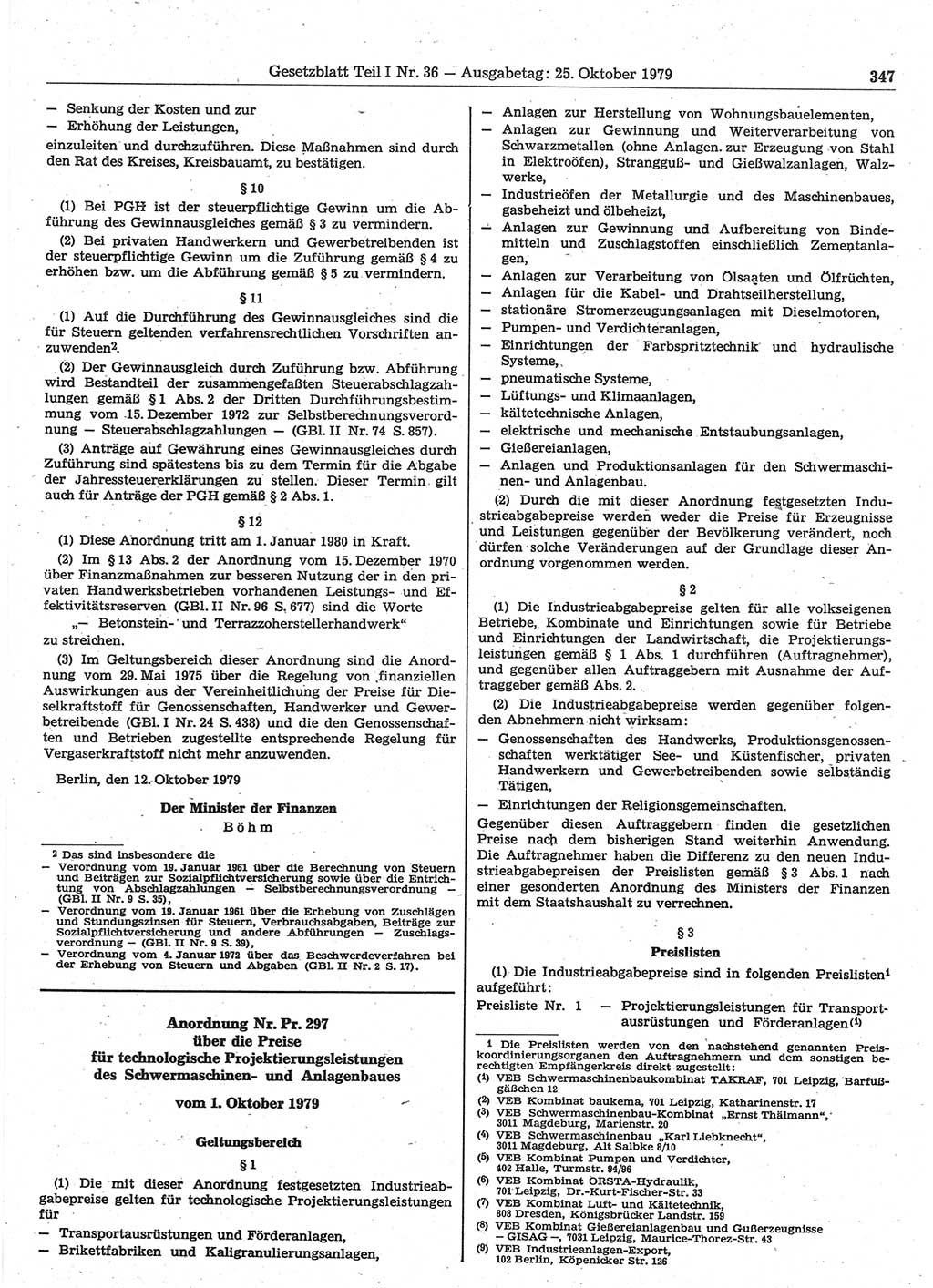 Gesetzblatt (GBl.) der Deutschen Demokratischen Republik (DDR) Teil Ⅰ 1979, Seite 347 (GBl. DDR Ⅰ 1979, S. 347)