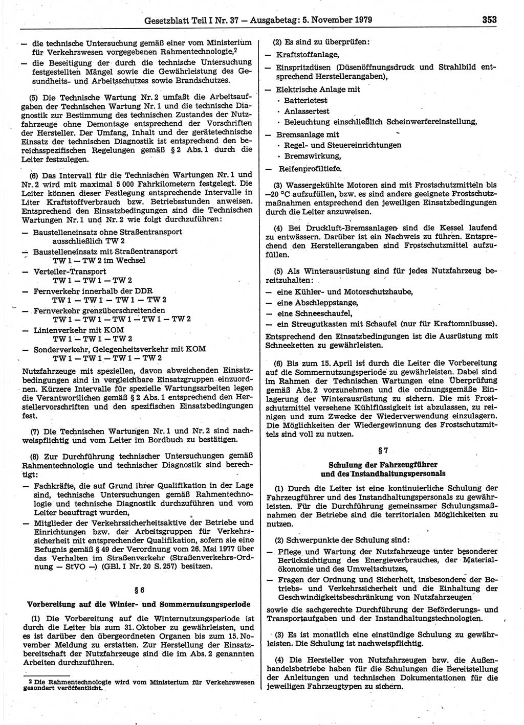 Gesetzblatt (GBl.) der Deutschen Demokratischen Republik (DDR) Teil Ⅰ 1979, Seite 353 (GBl. DDR Ⅰ 1979, S. 353)