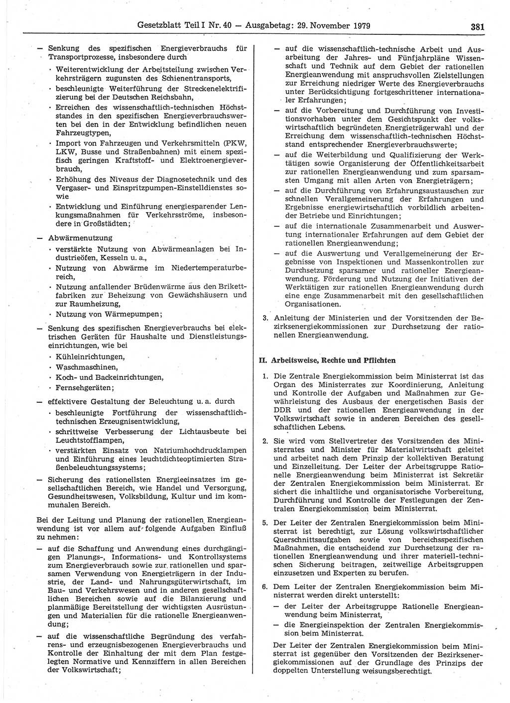 Gesetzblatt (GBl.) der Deutschen Demokratischen Republik (DDR) Teil Ⅰ 1979, Seite 381 (GBl. DDR Ⅰ 1979, S. 381)