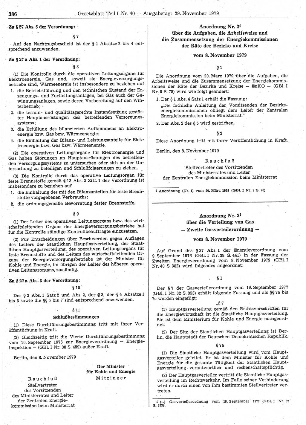 Gesetzblatt (GBl.) der Deutschen Demokratischen Republik (DDR) Teil Ⅰ 1979, Seite 386 (GBl. DDR Ⅰ 1979, S. 386)