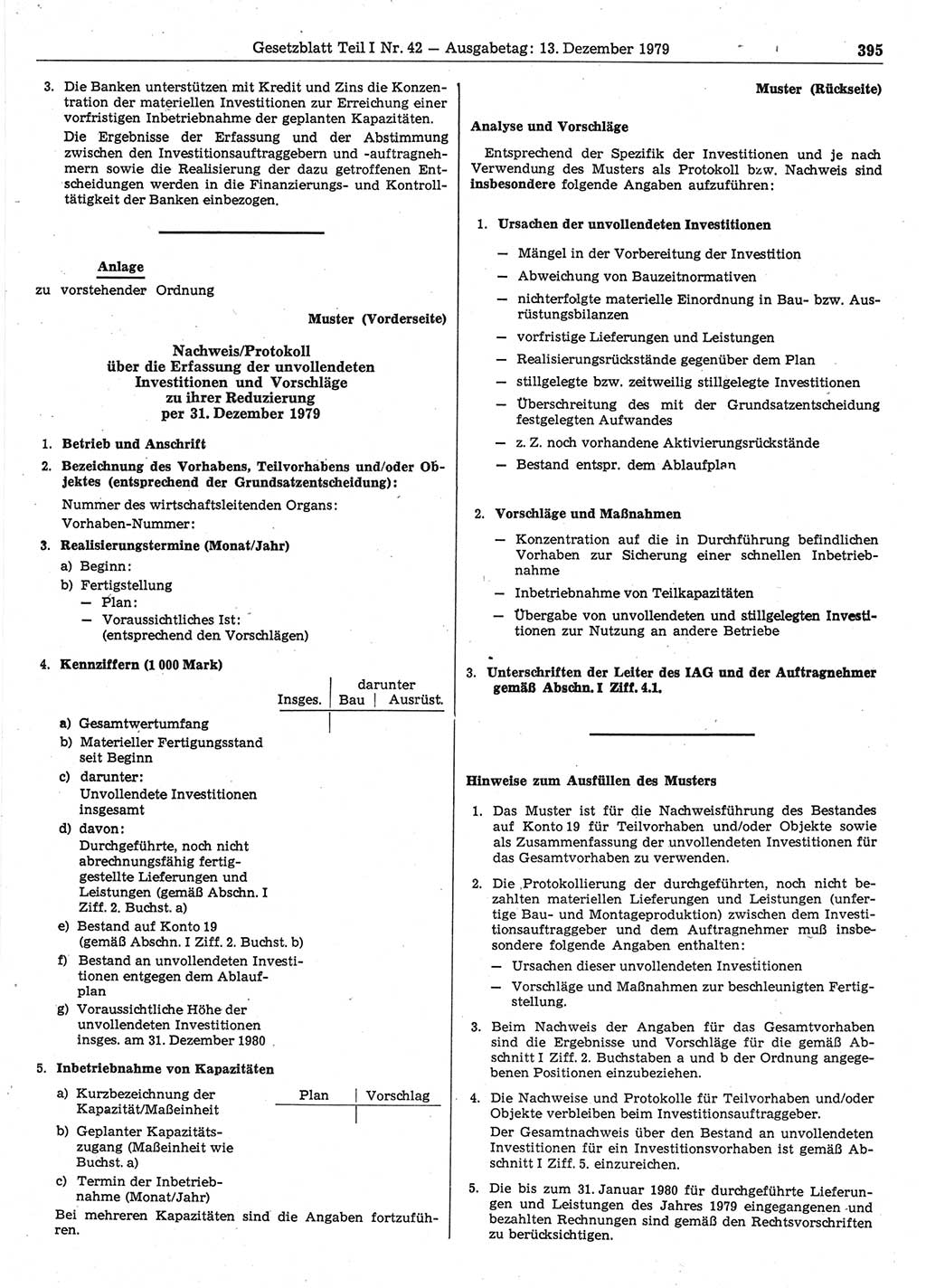 Gesetzblatt (GBl.) der Deutschen Demokratischen Republik (DDR) Teil Ⅰ 1979, Seite 395 (GBl. DDR Ⅰ 1979, S. 395)