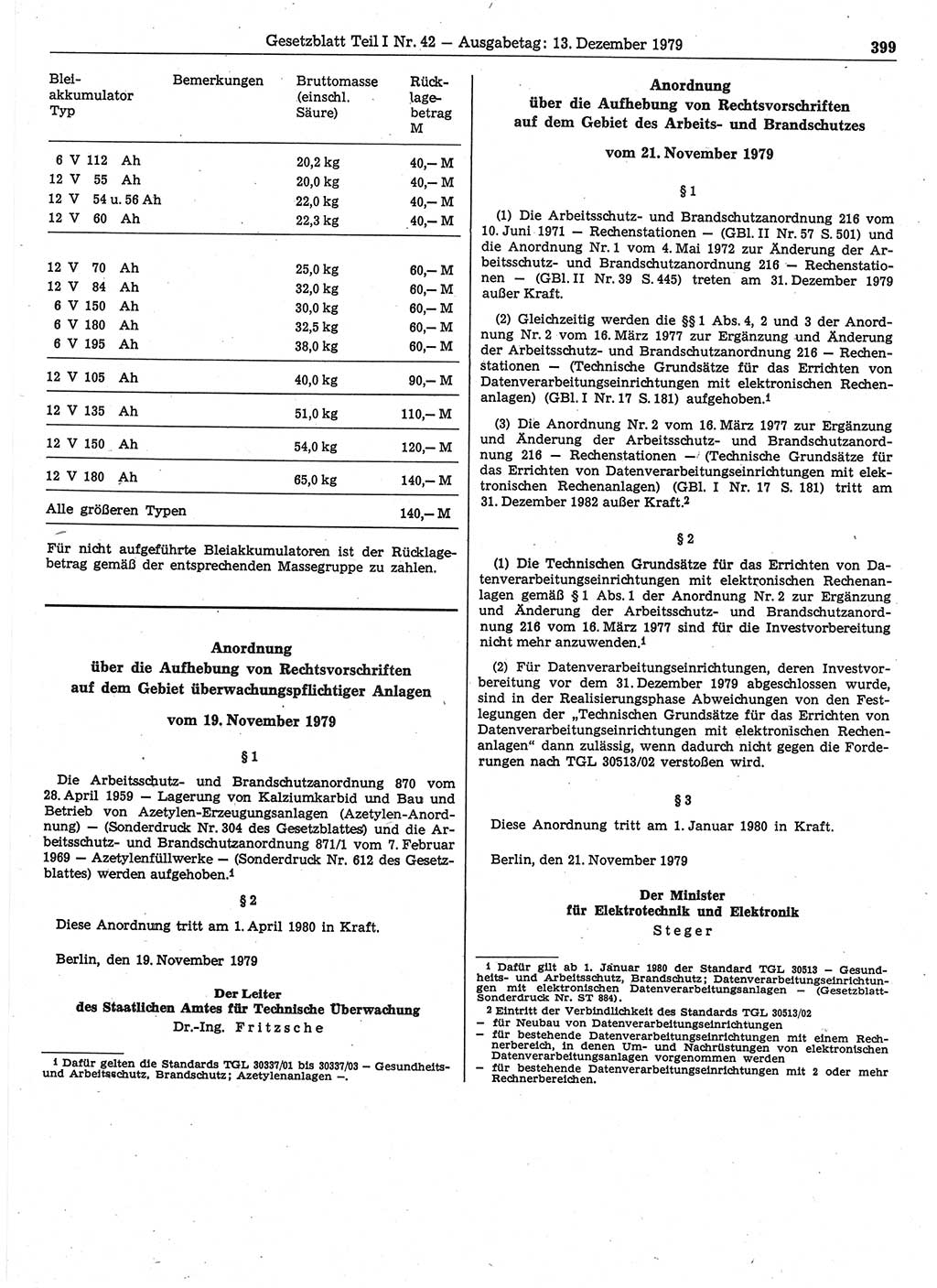 Gesetzblatt (GBl.) der Deutschen Demokratischen Republik (DDR) Teil Ⅰ 1979, Seite 399 (GBl. DDR Ⅰ 1979, S. 399)