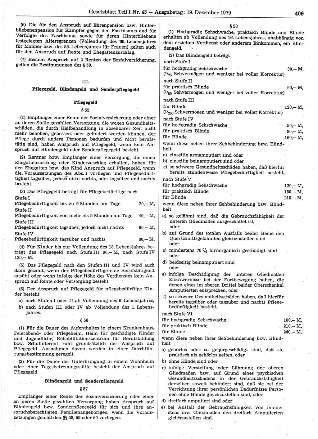 Gesetzblatt (GBl.) der Deutschen Demokratischen Republik (DDR) Teil Ⅰ 1979, Seite 409 (GBl. DDR Ⅰ 1979, S. 409)
