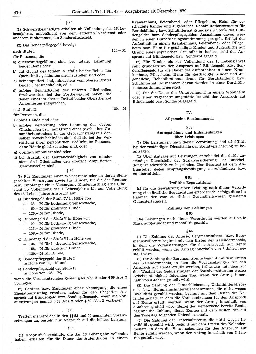 Gesetzblatt (GBl.) der Deutschen Demokratischen Republik (DDR) Teil Ⅰ 1979, Seite 410 (GBl. DDR Ⅰ 1979, S. 410)