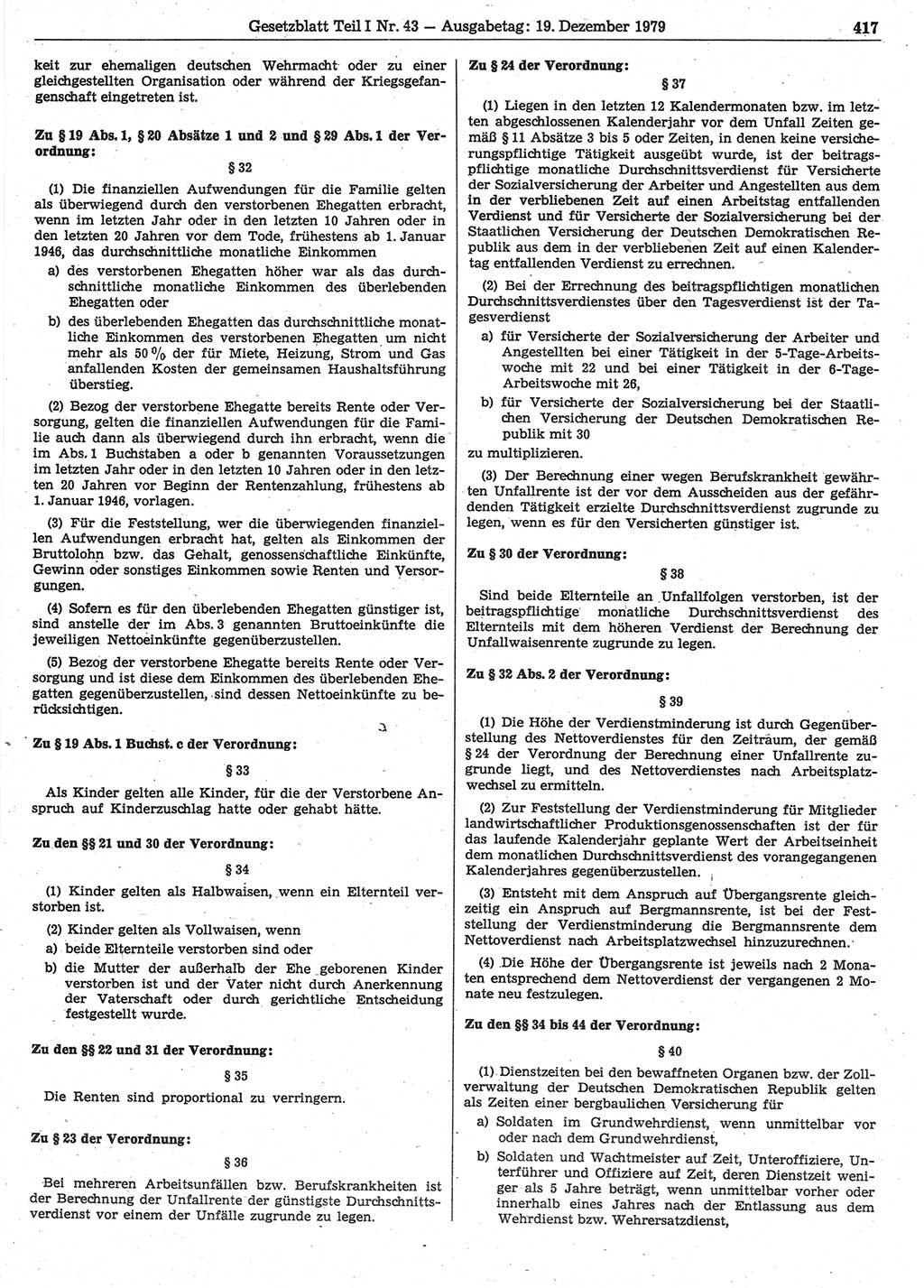 Gesetzblatt (GBl.) der Deutschen Demokratischen Republik (DDR) Teil Ⅰ 1979, Seite 417 (GBl. DDR Ⅰ 1979, S. 417)