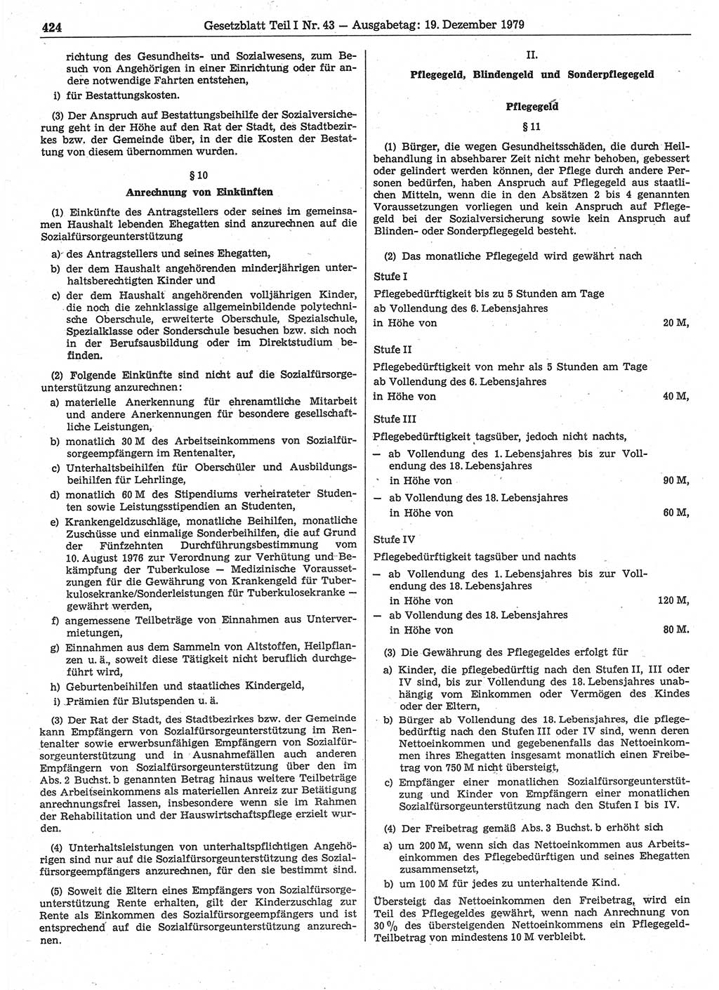 Gesetzblatt (GBl.) der Deutschen Demokratischen Republik (DDR) Teil Ⅰ 1979, Seite 424 (GBl. DDR Ⅰ 1979, S. 424)