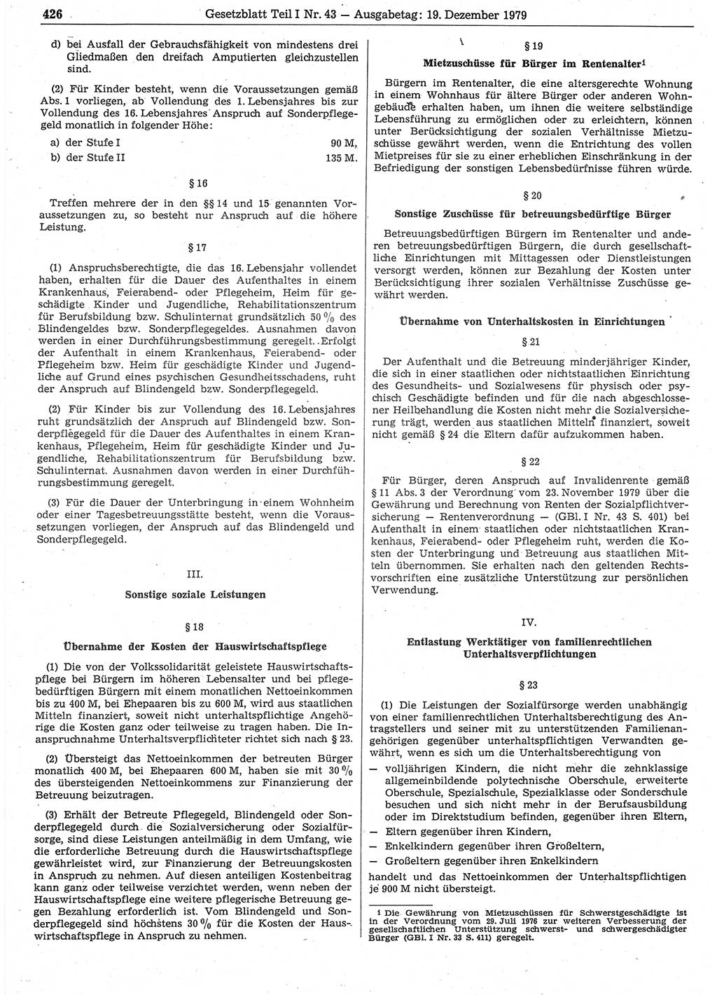 Gesetzblatt (GBl.) der Deutschen Demokratischen Republik (DDR) Teil Ⅰ 1979, Seite 426 (GBl. DDR Ⅰ 1979, S. 426)