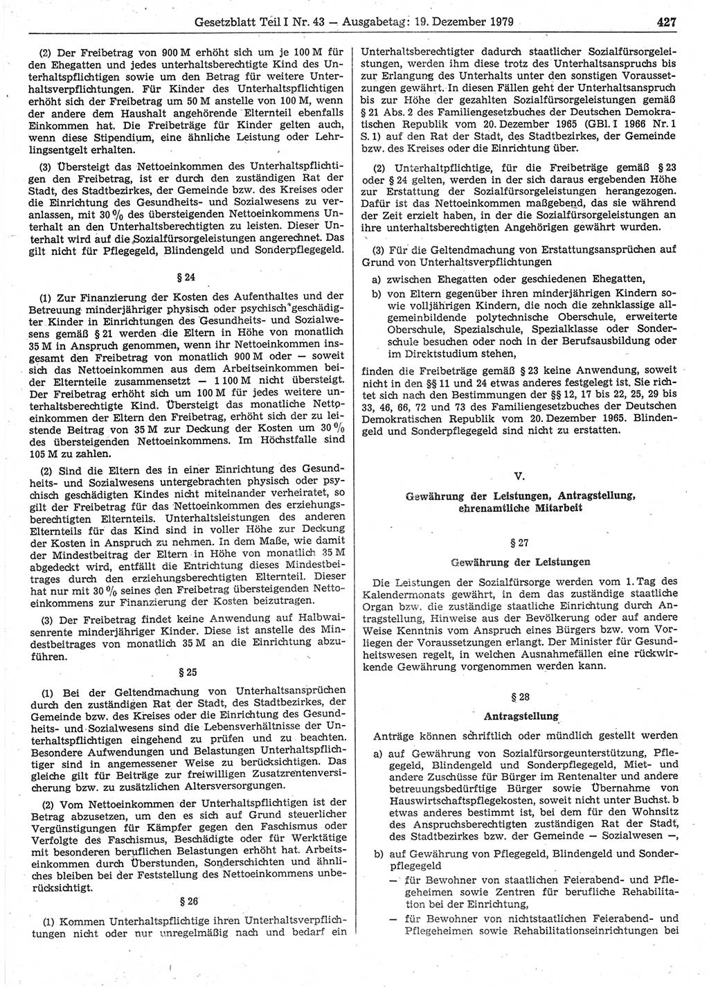 Gesetzblatt (GBl.) der Deutschen Demokratischen Republik (DDR) Teil Ⅰ 1979, Seite 427 (GBl. DDR Ⅰ 1979, S. 427)