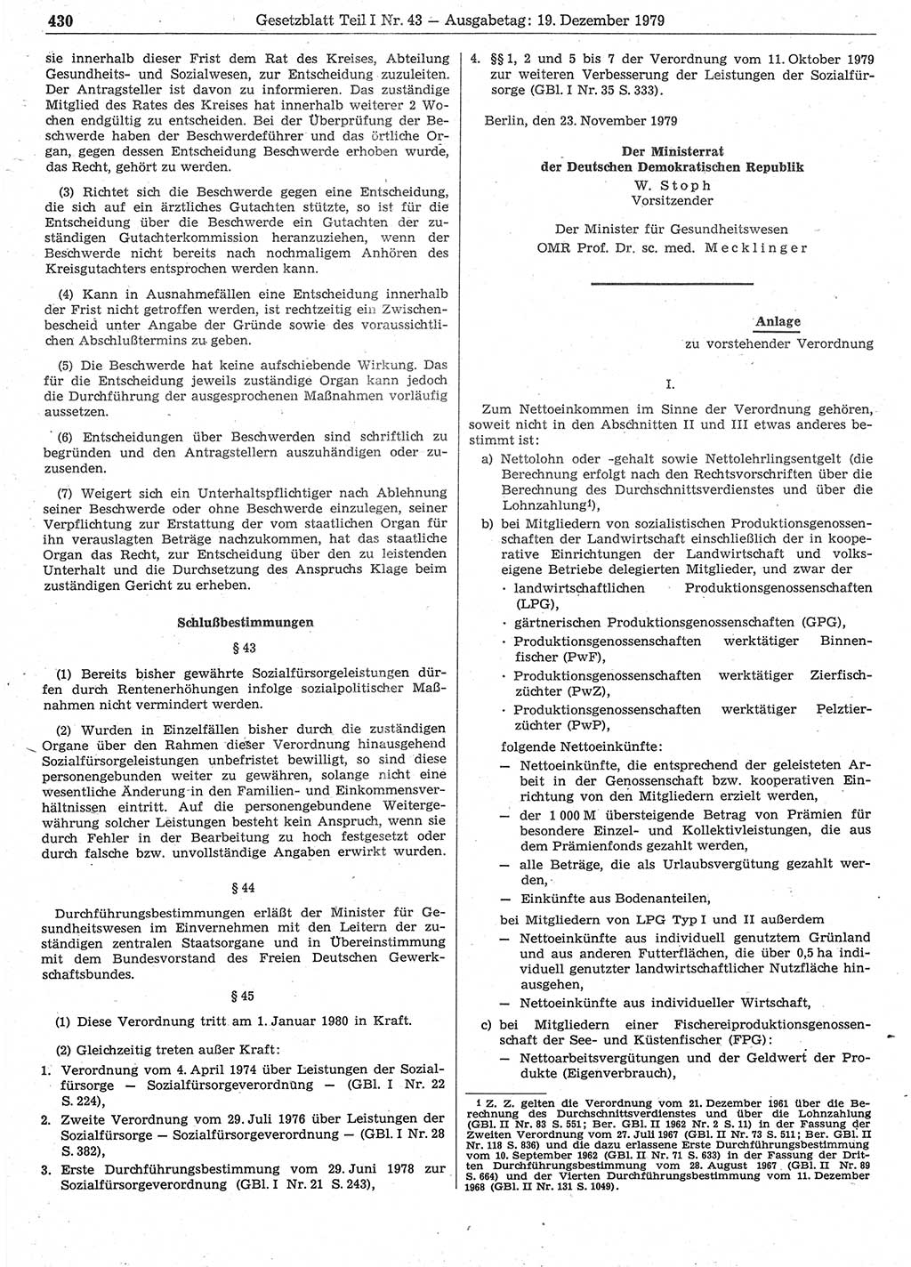Gesetzblatt (GBl.) der Deutschen Demokratischen Republik (DDR) Teil Ⅰ 1979, Seite 430 (GBl. DDR Ⅰ 1979, S. 430)